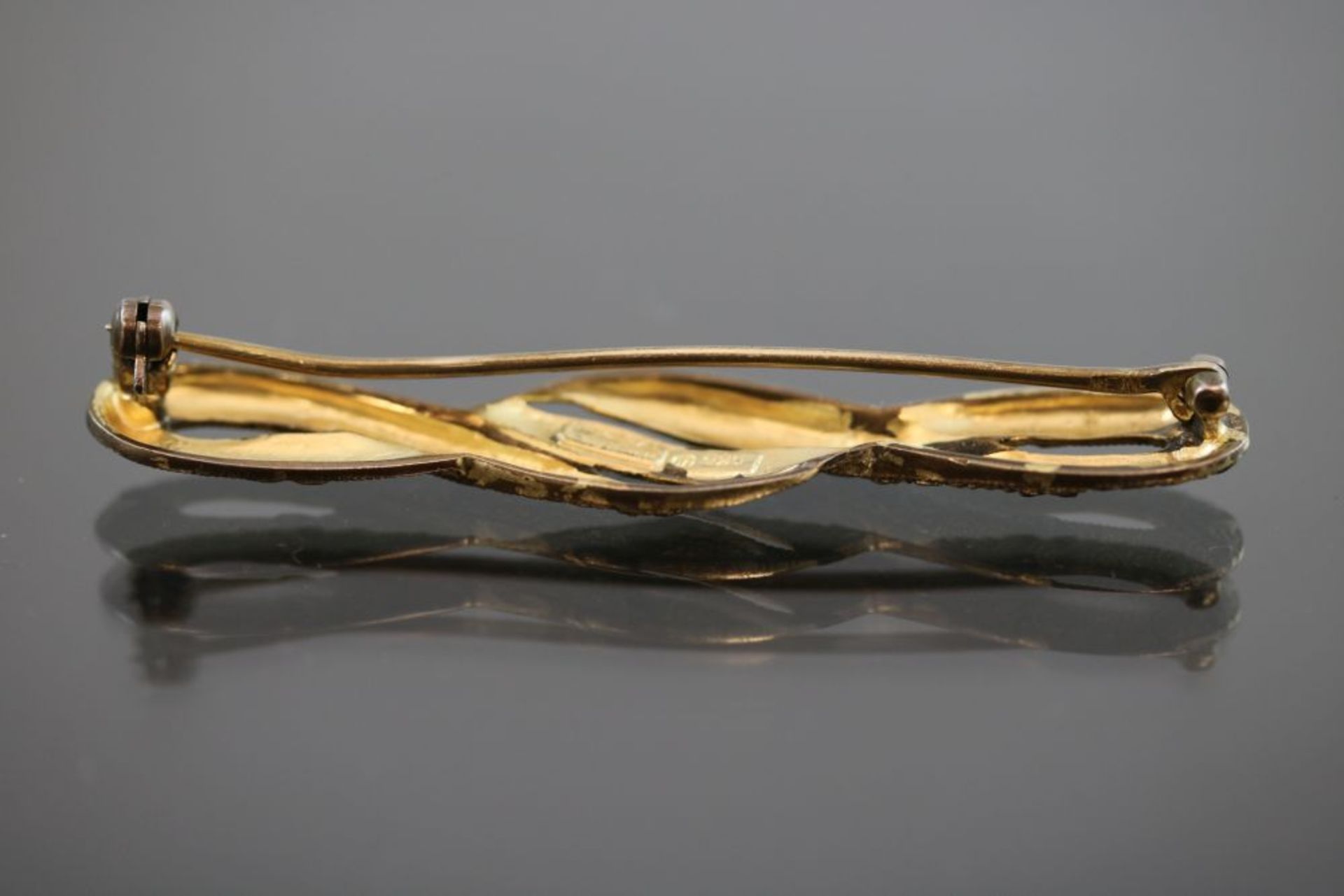 Fahrner-Markasit-Brosche, 925 Silber vergoldet5,6 Gramm Länge: 6,3 cm Original Fahrner- - -25.00 % - Bild 2 aus 3