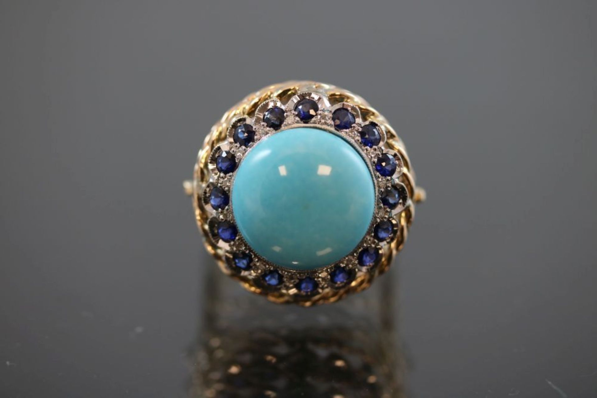 Diamant-Türkis-Saphir-Ring, 585 Gold11,9 Gramm Ringgröße: 58Neu- - -25.00 % buyer's premium on the