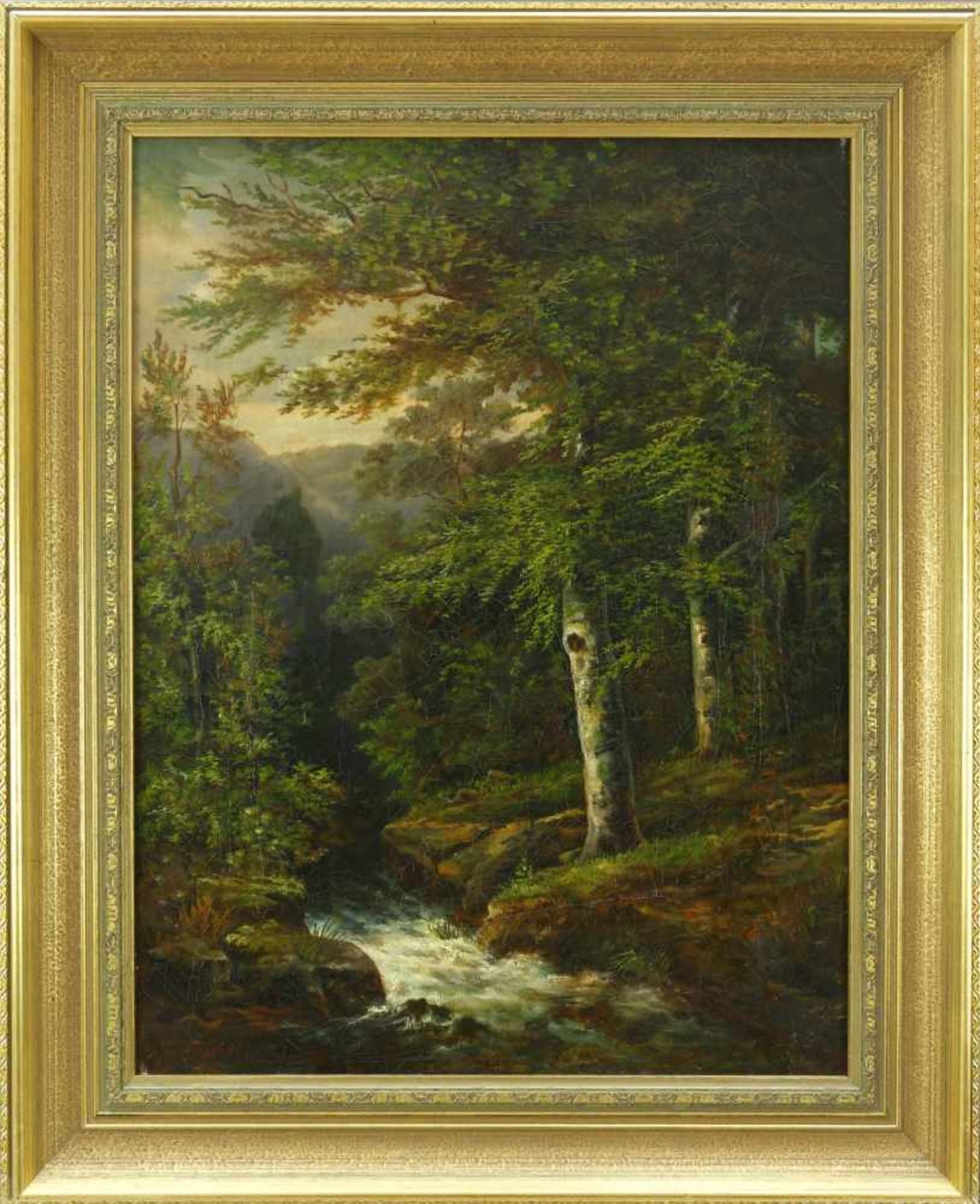 Flickel, Paul (1852 Berlin - 1903 Nervi)Waldlandschaft. Öl auf Leinwand. 55 x 42,5 cm. Links unten - Bild 2 aus 3