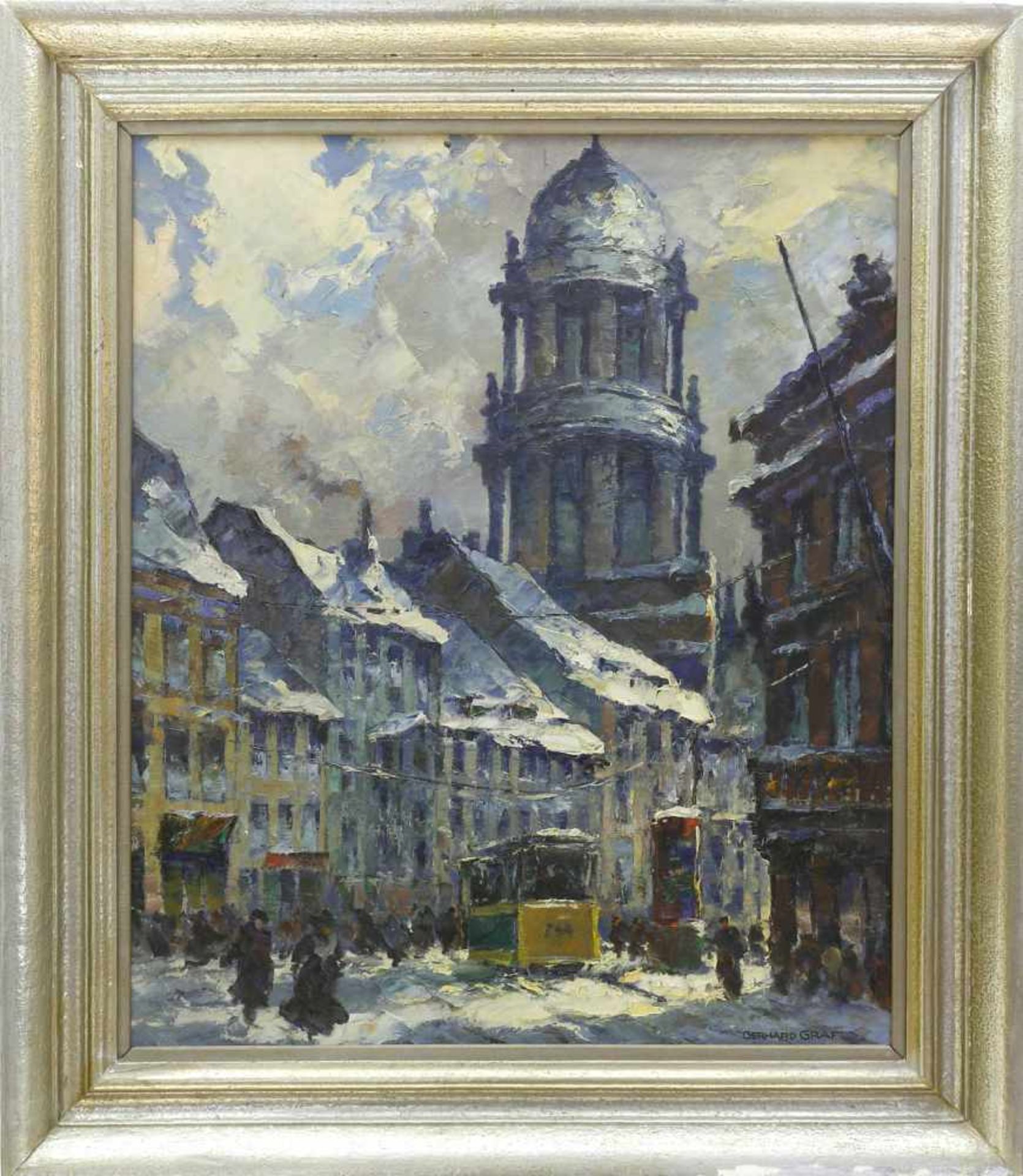 Graf, Gerhard (1883 Berlin - 1960 ebd.)Winterliche Straßenansicht von Berlin Mitte, „Molkenmarkt“ - Bild 2 aus 3