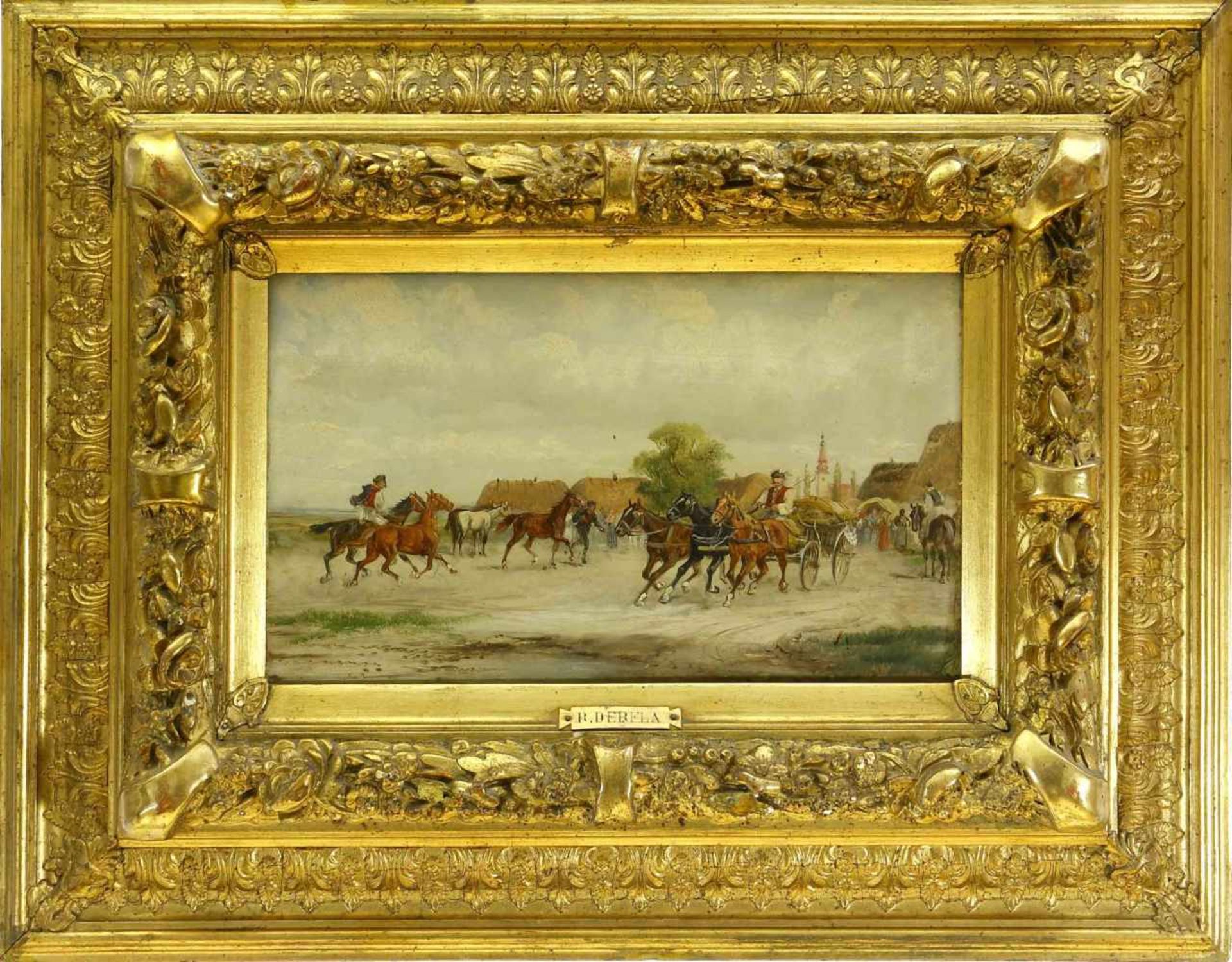Steinacker, Alfred (1838 Ödenburg - 1914 Wien)Pferdemarkt bei Oedenburg; Pferdemarkt bei Comorn. - Bild 3 aus 5