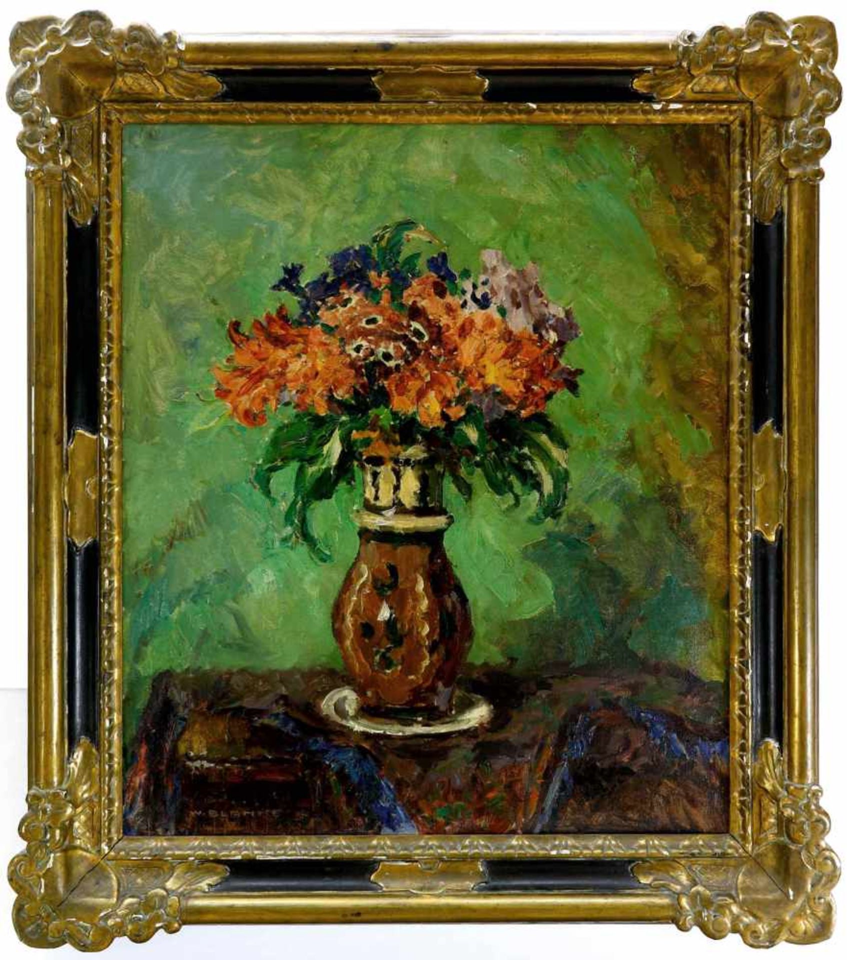 Blanke, Wilhelm (1873 Unruhstadt/Posen - 1936 Schwiebus)Blumen in einer Vase. Öl auf Leinwand. 70, - Image 2 of 3