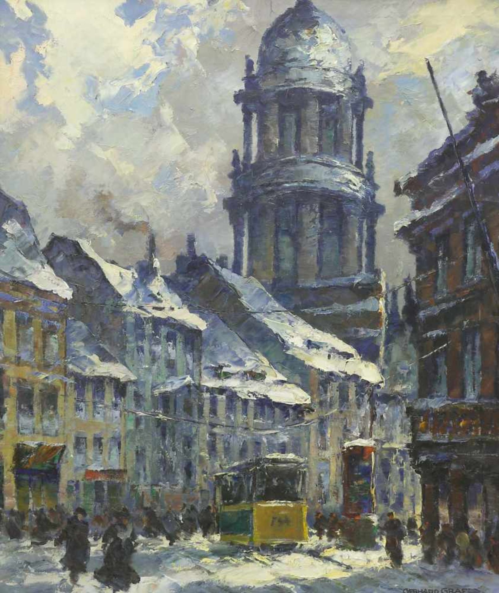 Graf, Gerhard (1883 Berlin - 1960 ebd.)Winterliche Straßenansicht von Berlin Mitte, „Molkenmarkt“