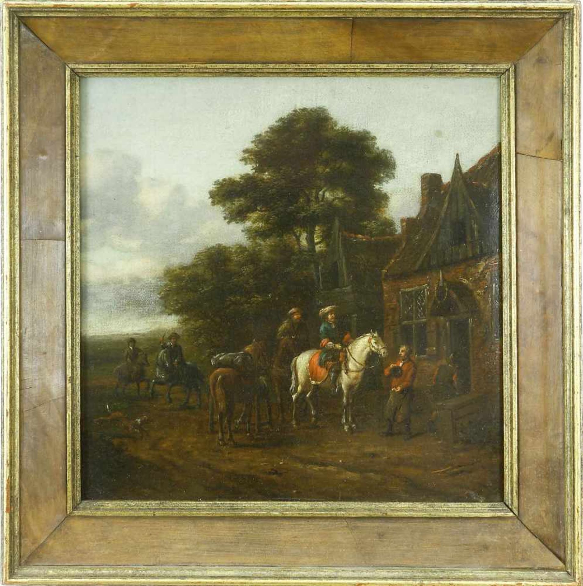 Gael, Barend (1635 Haarlem - 1698 Amsterdam)Reiter vor einem Haus. Öl auf Leinwand, doubliert. 32 - Bild 2 aus 4