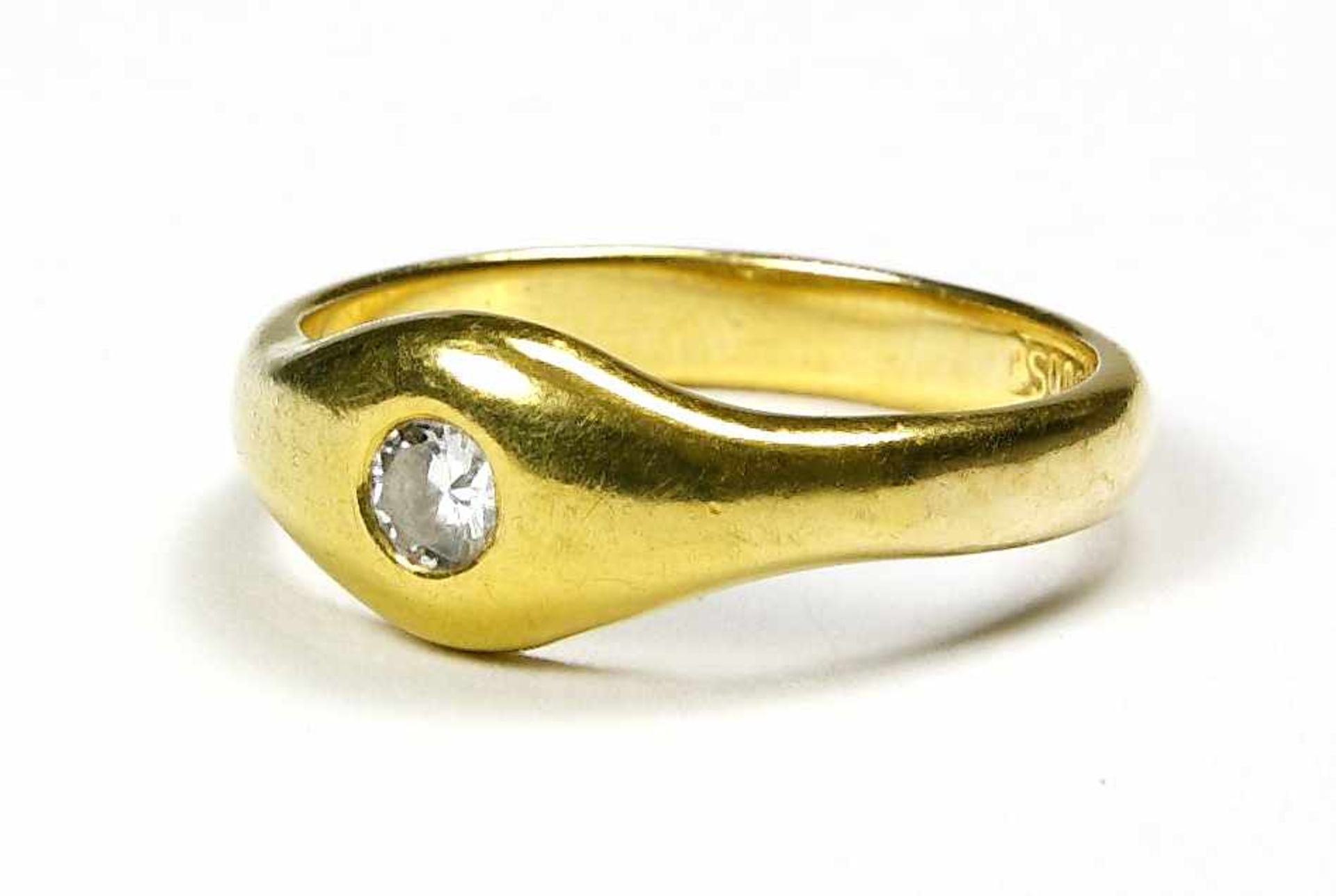 Ring, 900er GG. mit Diamant im Brillantschliff0,20 ct. Feines Weiß, Lupenrein. Bruttogewicht 5,9
