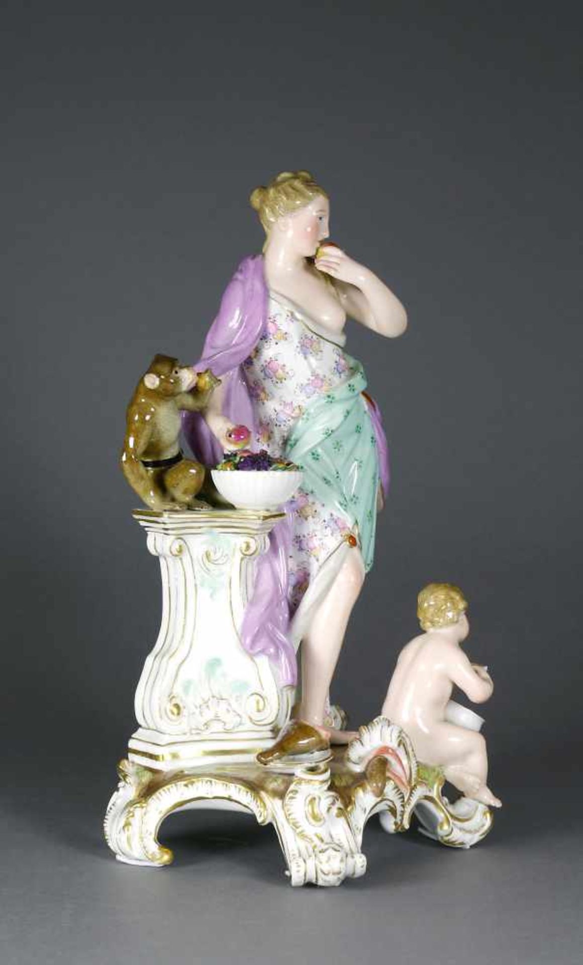 Figurengruppe, Meissen, 1860 - 1924Allegorie „Der Geschmack“. Entwurf von Johann Friedrich