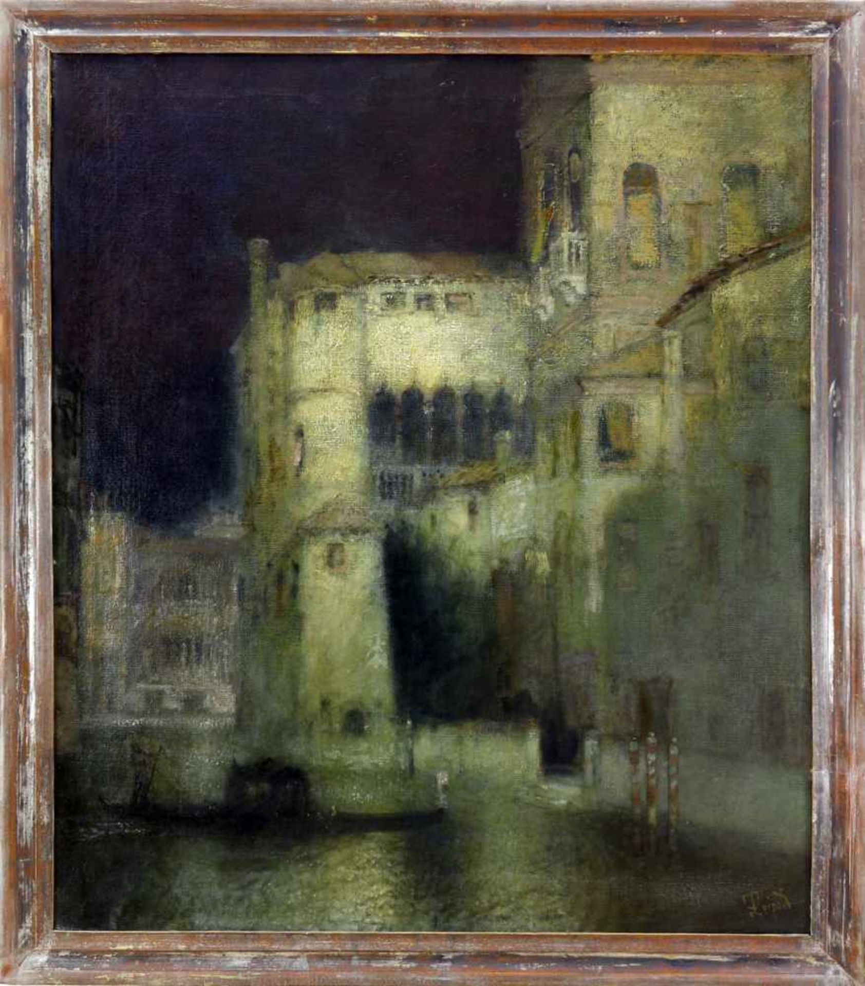 Leipold, Karl (1864 Duisburg - 1943 Würzburg)Venezianische Impression. Öl auf Leinwand. 70 x 60,4 - Bild 2 aus 3