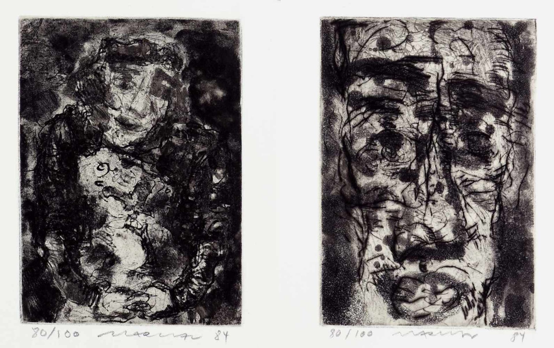 Marwan (d.i. Kassab-Bachi Marwan, 1934 Damaskus/Syrien - 2016 Berlin)Kopf; Figur. Zwei Radierungen