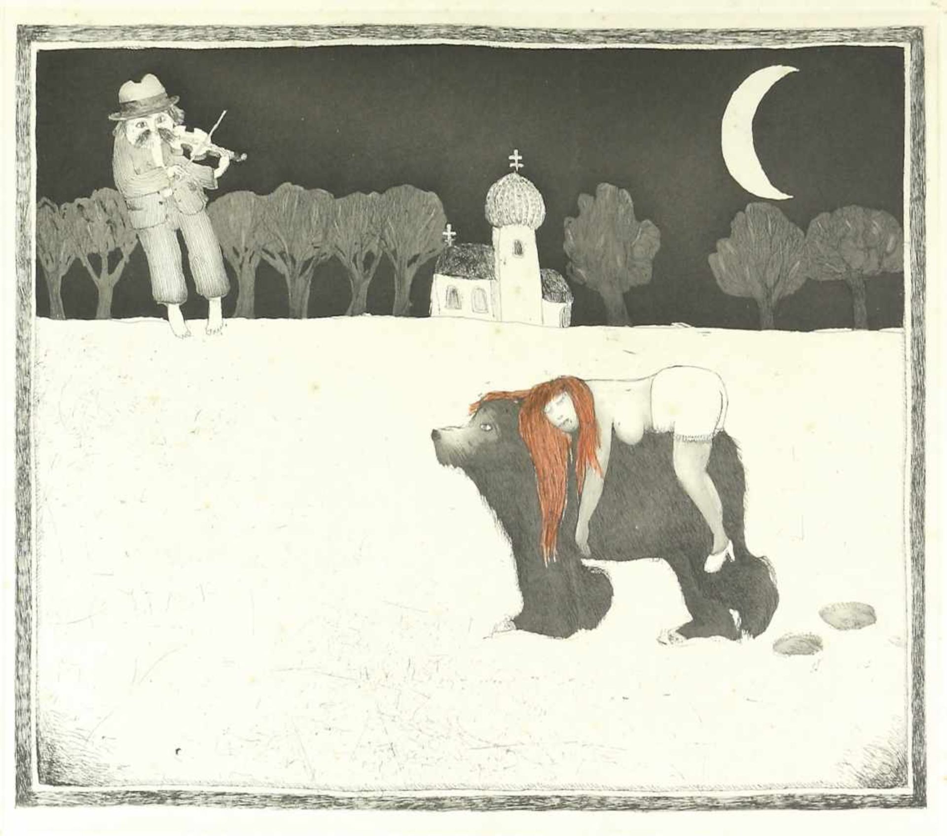 Janosch, d. i. Horst Eckert (1931 Hindenburg O. S, lebt auf Teneriffa)Tanz mit dem Bären; Schlafende - Image 2 of 2