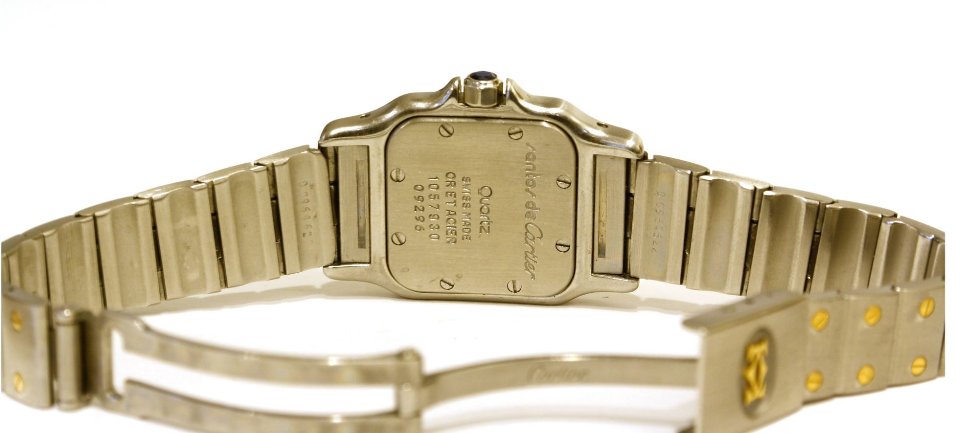 Uhr, Damenarmbanduhr, Santos de Cartier, Stahl/Gold, Quartz, ca. 1990 Gehäuse, ca. 24 mm, - Bild 2 aus 2