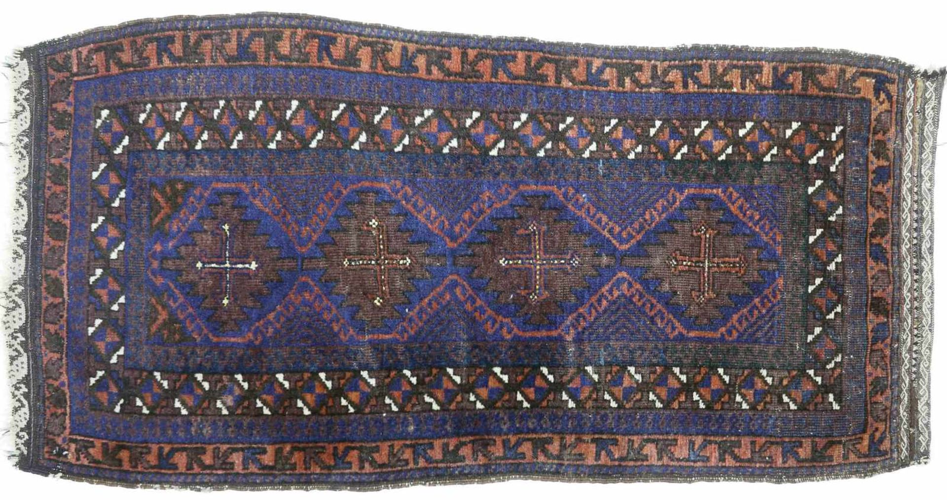 Teppich, Taschenfront oder Mädchenteppich, Afshar, antikWolle auf Wolle. Farbe Dunkelrot und Braun