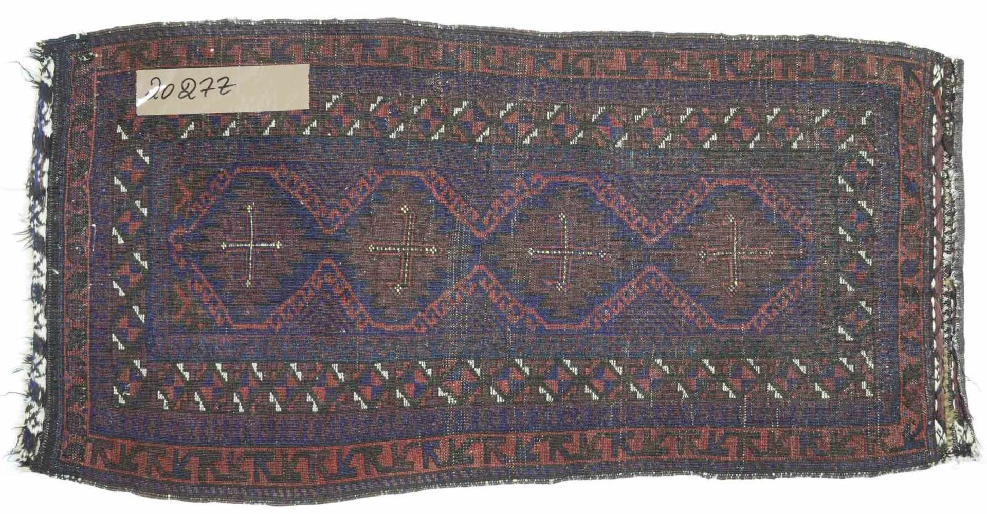 Teppich, Taschenfront oder Mädchenteppich, Afshar, antikWolle auf Wolle. Farbe Dunkelrot und Braun - Bild 2 aus 2