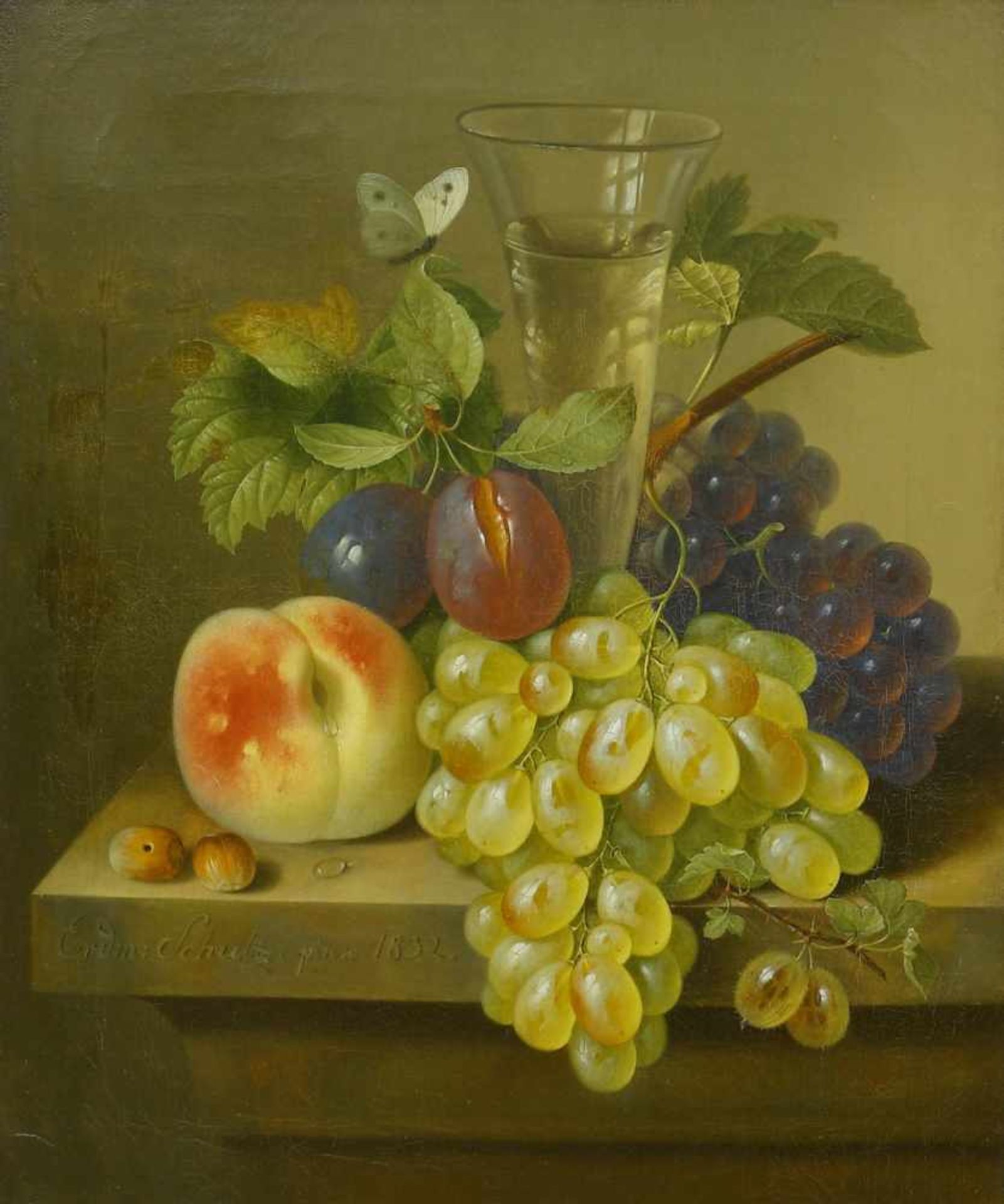 Schultz, Erdmann (um 1810 - nach 1841, tätig in Berlin)Stillleben mit Früchten, Schmetterling und