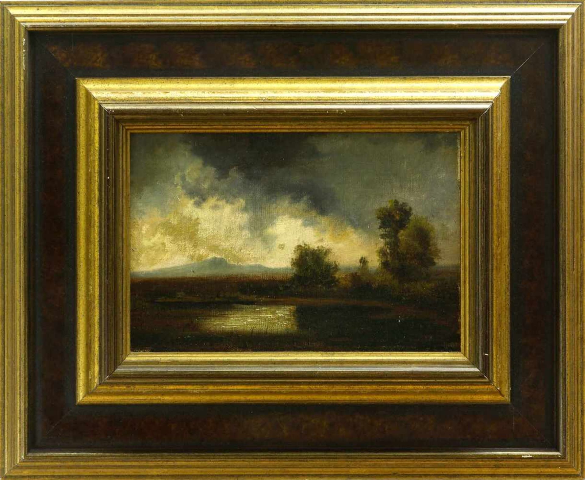 Spangenberg, Louis (1824 Hamburg - 1893 Berlin)Landschaft bei Gewitterstimmung. Öl auf Leinwand, auf - Bild 2 aus 3