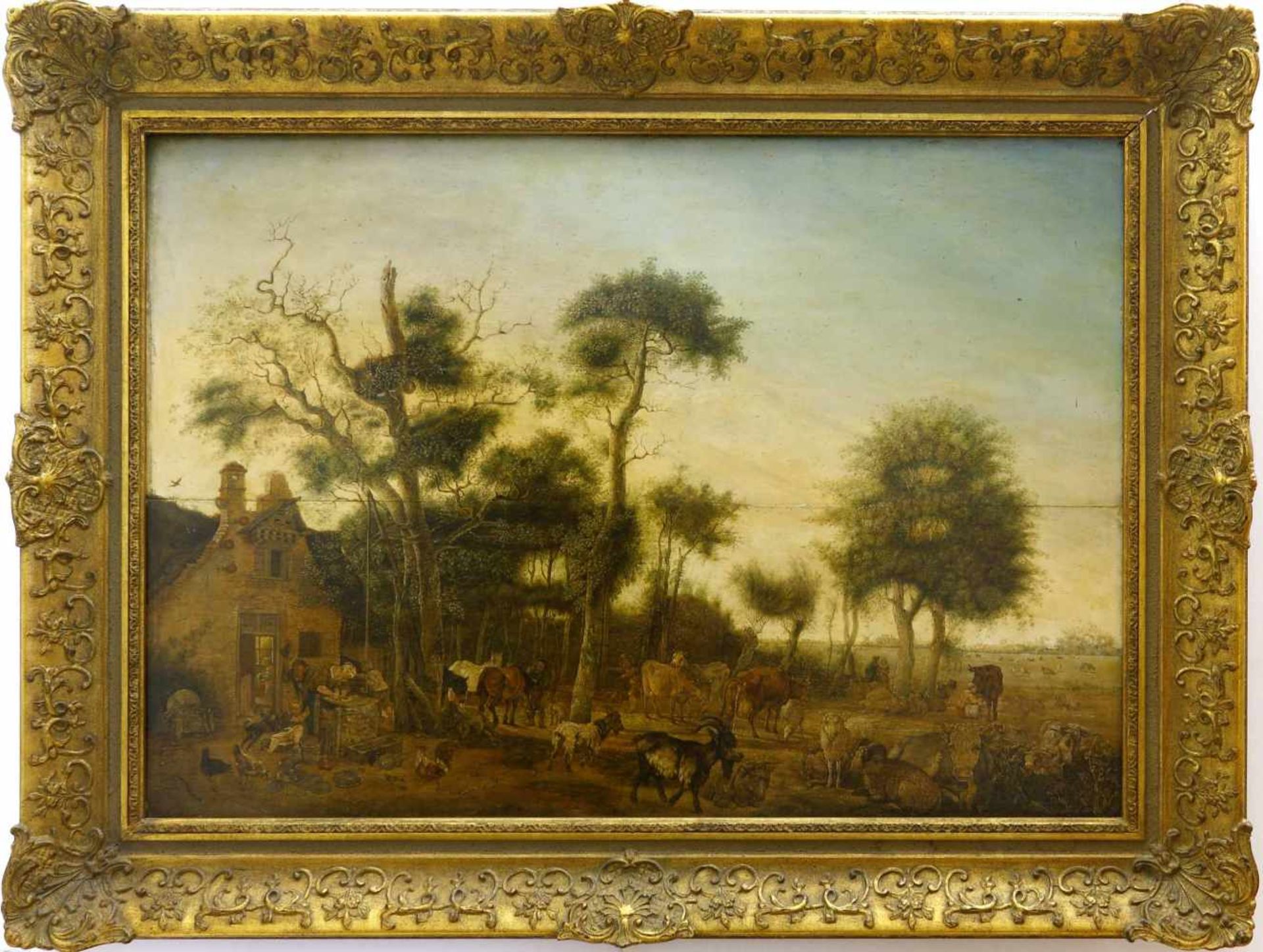 Potter, Paulus (1625 Enkhuizen - 1654 Amsterdam) nachDer Bauernhof (The farmyard). Öl auf Holz. 58 x - Bild 2 aus 3