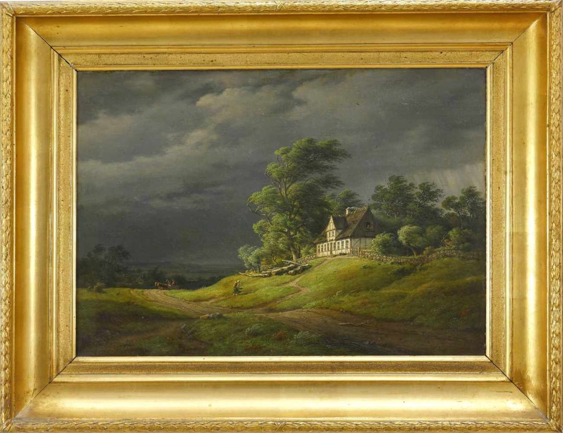 Kiaerskou, Frederik Christian (1805 Kopenhagen - 1891 ebd.)Landschaft bei aufziehendem Gewitter, mit - Bild 2 aus 3