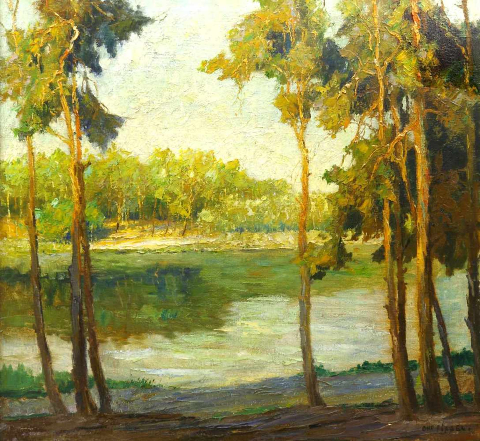 Pippel, Otto Eduard (1878 Lodz - 1960 München)Der Grunewaldsee in Berlin. 1920er Jahre. Öl auf - Bild 3 aus 3