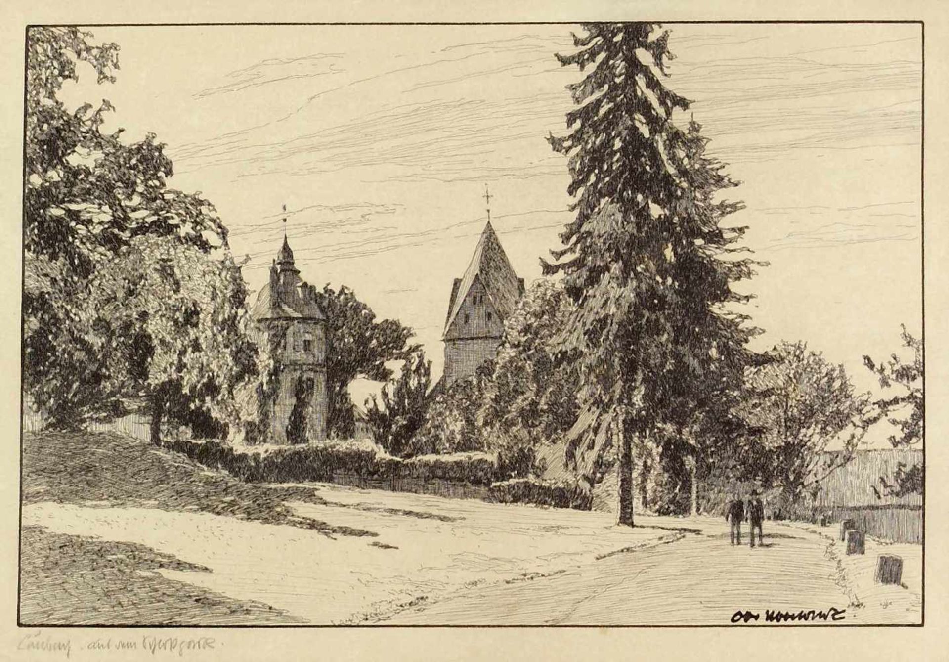Ubbelohde, Otto (1867 Marburg/Lahn - 1922 Goßfelden)Laubach, aus dem Schloßpark.