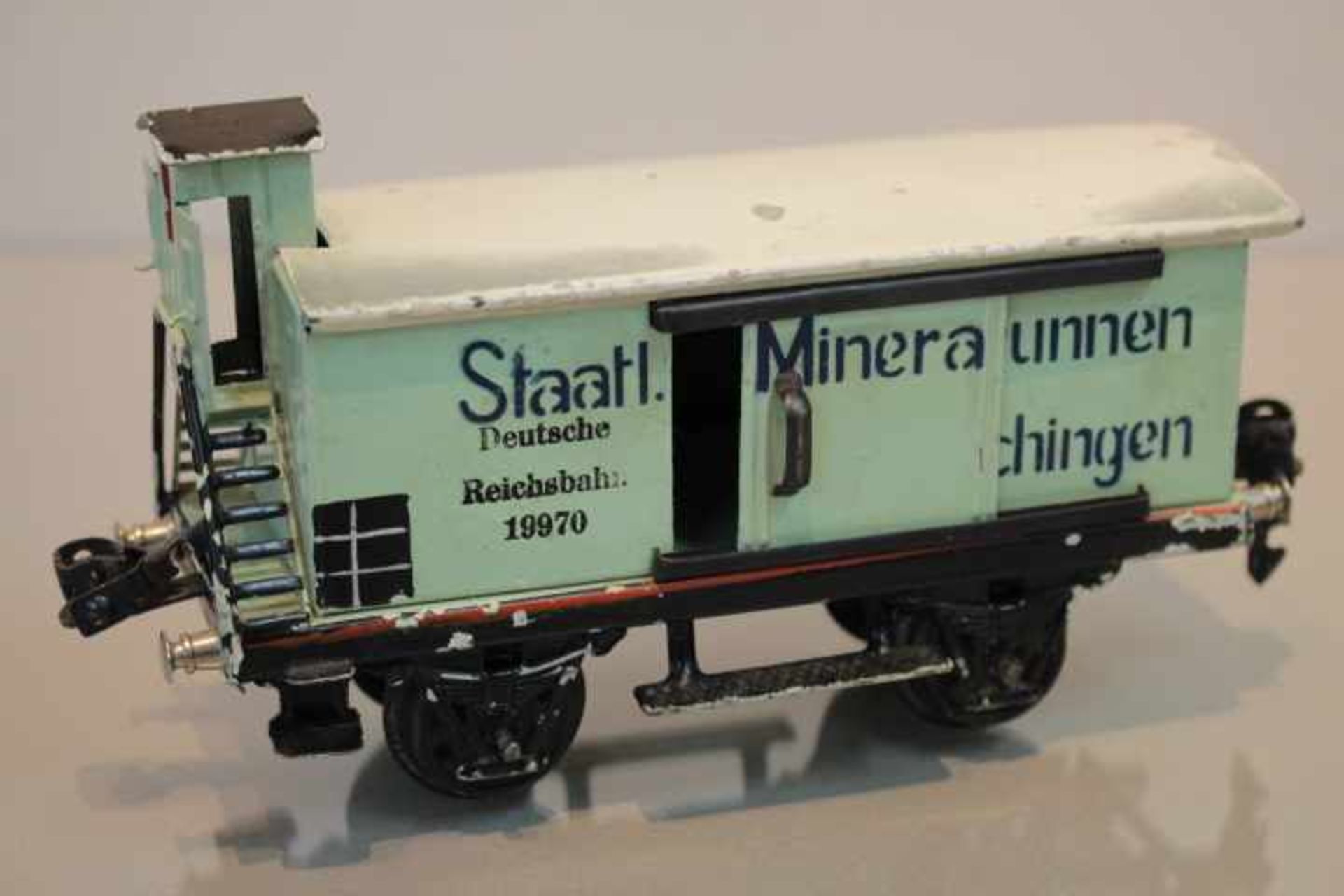 Märklin Spur O Güterwagen No.1997 Staatl. Mineralbrunnen Fachingen wohl 30er Jahre Länge:17cm