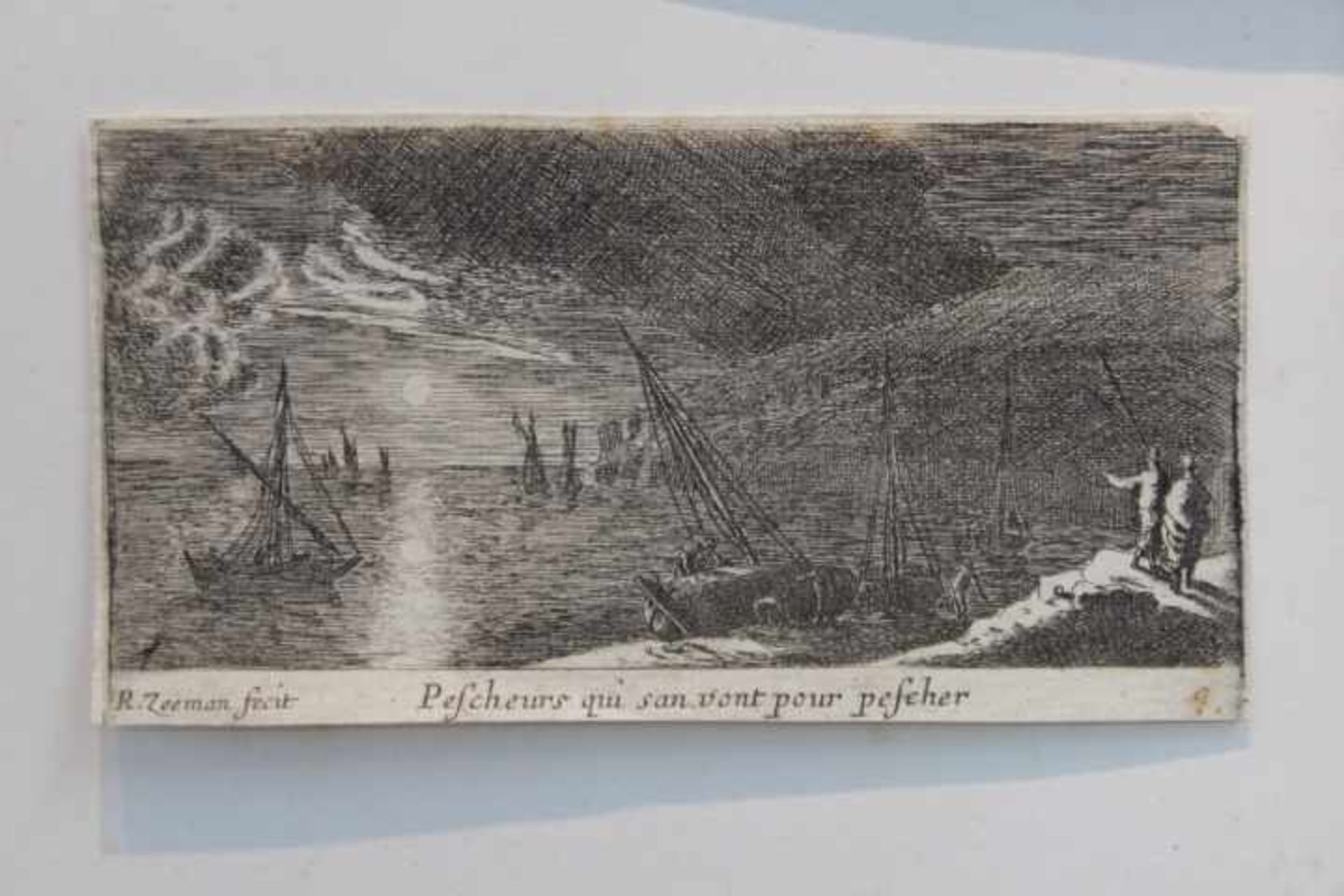 Zeeman R.1623-1664 » Psscheurs qui san vont peseher « Orig.Radierung in der Platte sign. Blatt: - Bild 2 aus 2