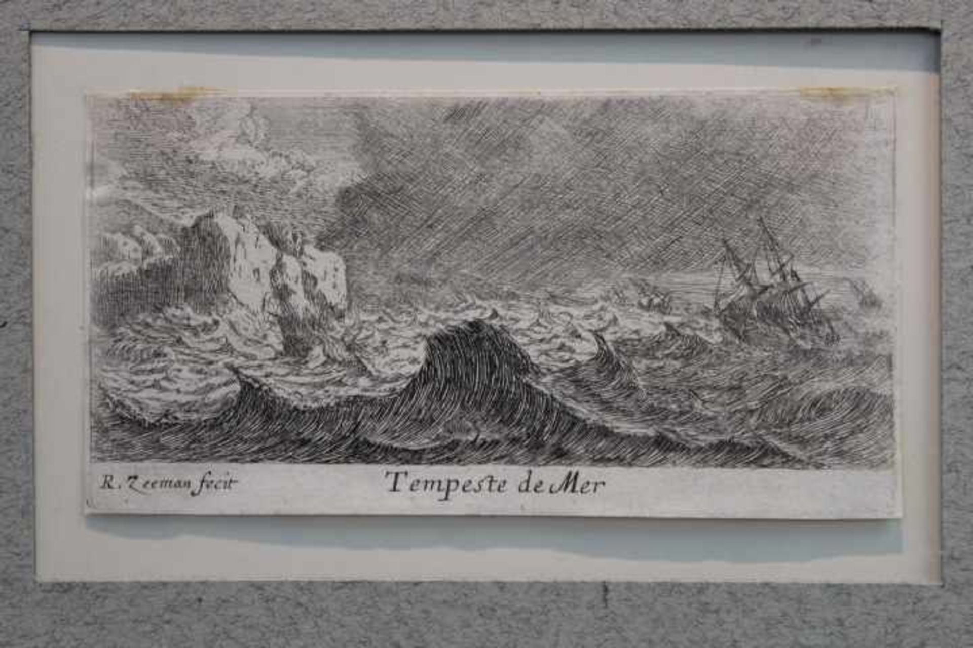 Zeeman R.1623-1664 Grafiker Tempeste de mer Orig.Radierung 12x7cm- - -20.00 % buyer's premium on the