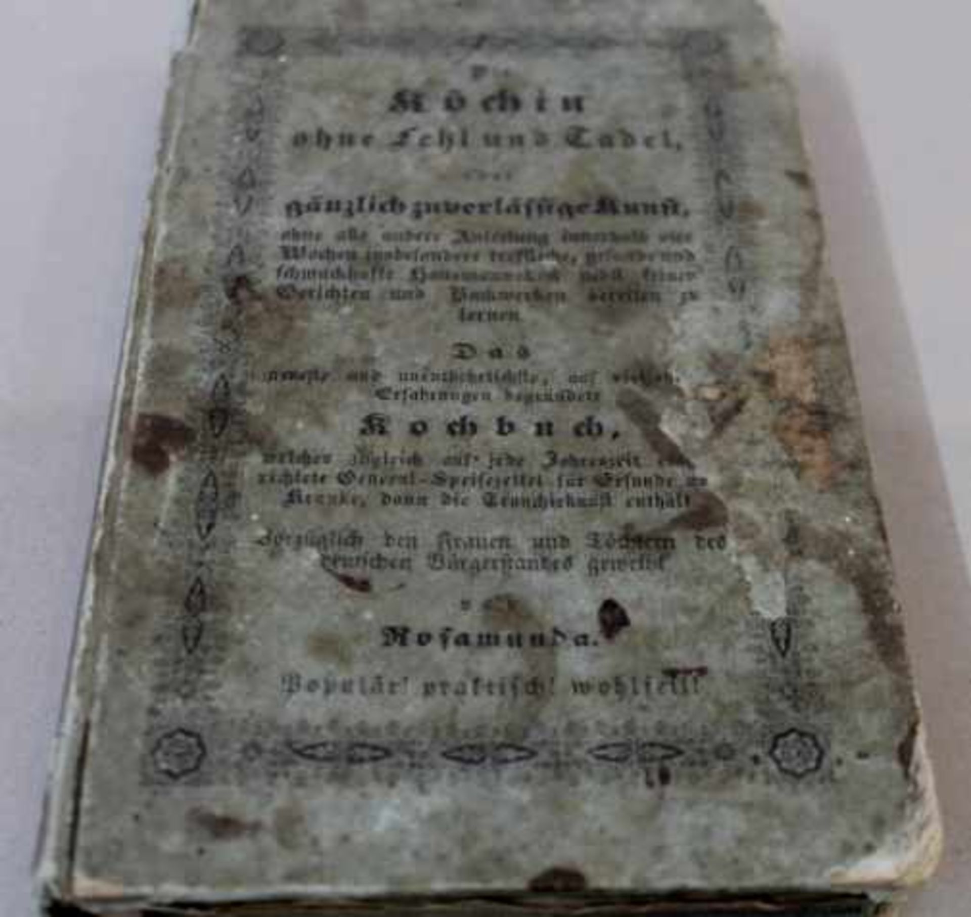Kochbuch die Köchin ohne Fehlund Tadel von RosamundaMünchen 1844Joseph Lindauersche