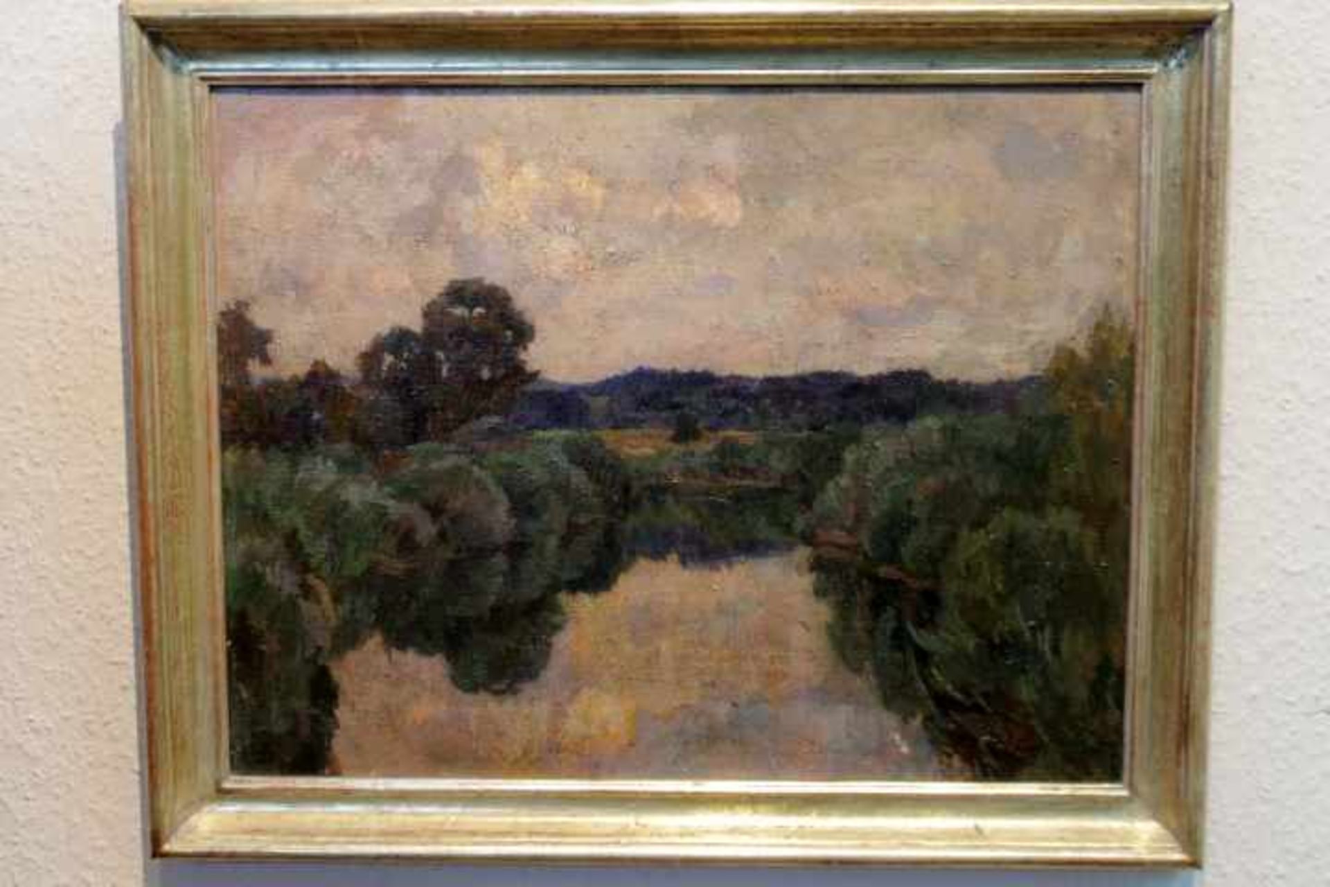 Köhler August 1881-1964 » Landschaft mit Fluss « re.u.sign. Öl / Lwd. 42x54cm--Gerahmt- - -20.00 %