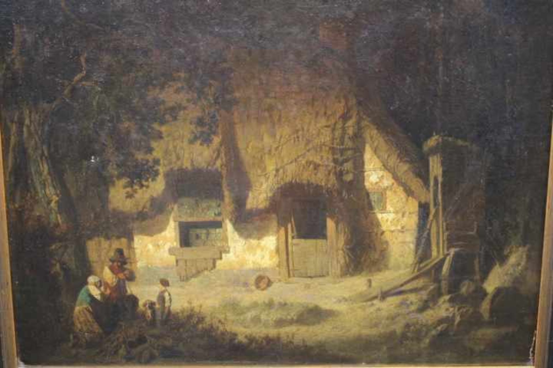 Mathysen,H.19.Jhdt Holländisches Bauernhaus im Wald Öl/Lwd Kleine Druckstelle links mitte 55x44cm - Bild 2 aus 2
