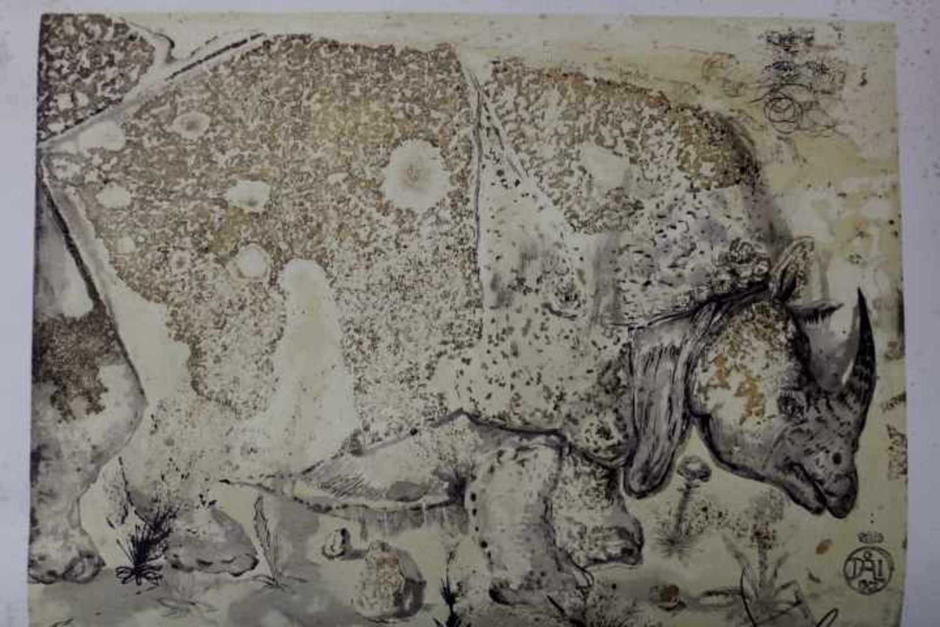 Dali,Salvador 1904-1989 >>Rhinoceruos >> r.u.mit Bleistift sign. Lithographie--176/275