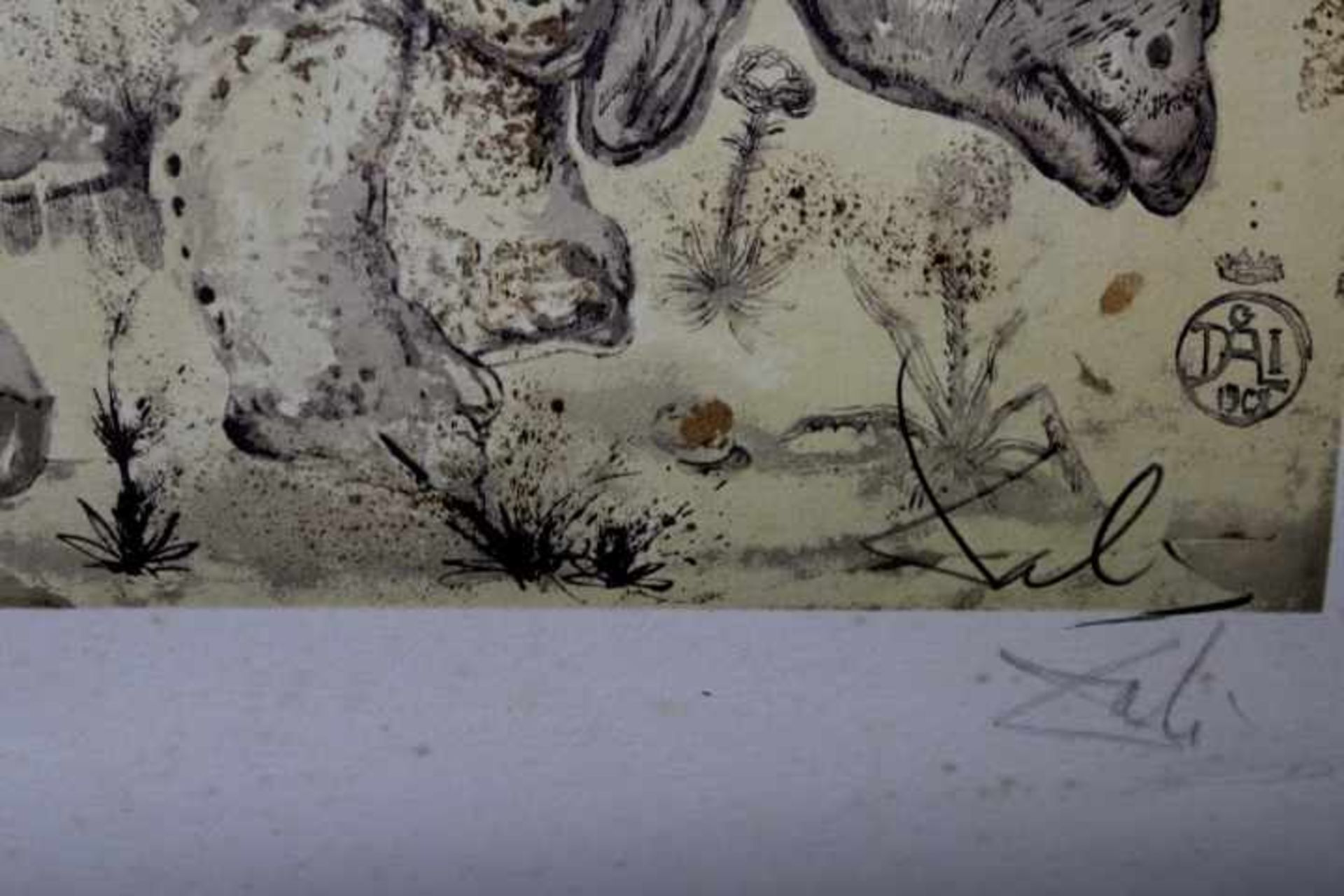 Dali,Salvador 1904-1989 >>Rhinoceruos >> r.u.mit Bleistift sign. Lithographie--176/275 - Image 2 of 2