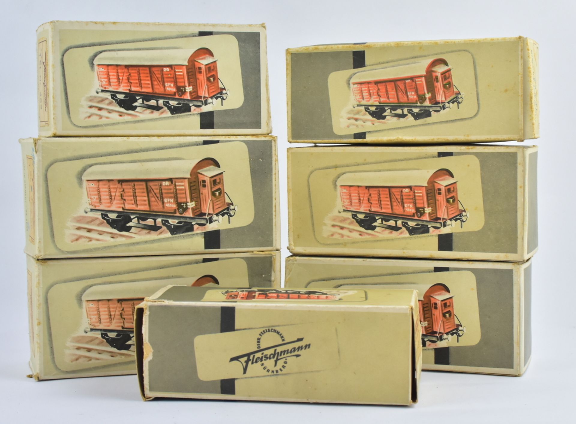 7 Originalkartons Fa. Fleischmann Spur 0 um 1950