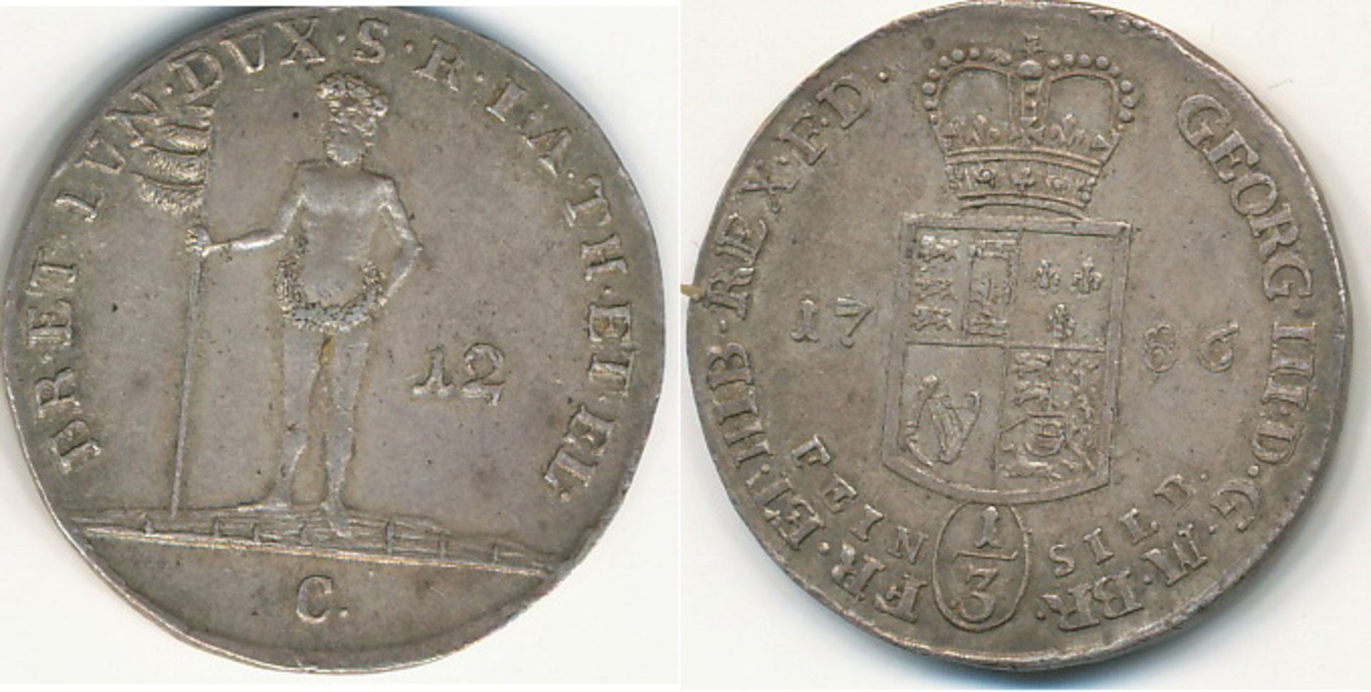 Braunschweig-Calenberg-Hannover Georg III. 1760-1820 1/3 Taler 1786 C = Zellerfeld