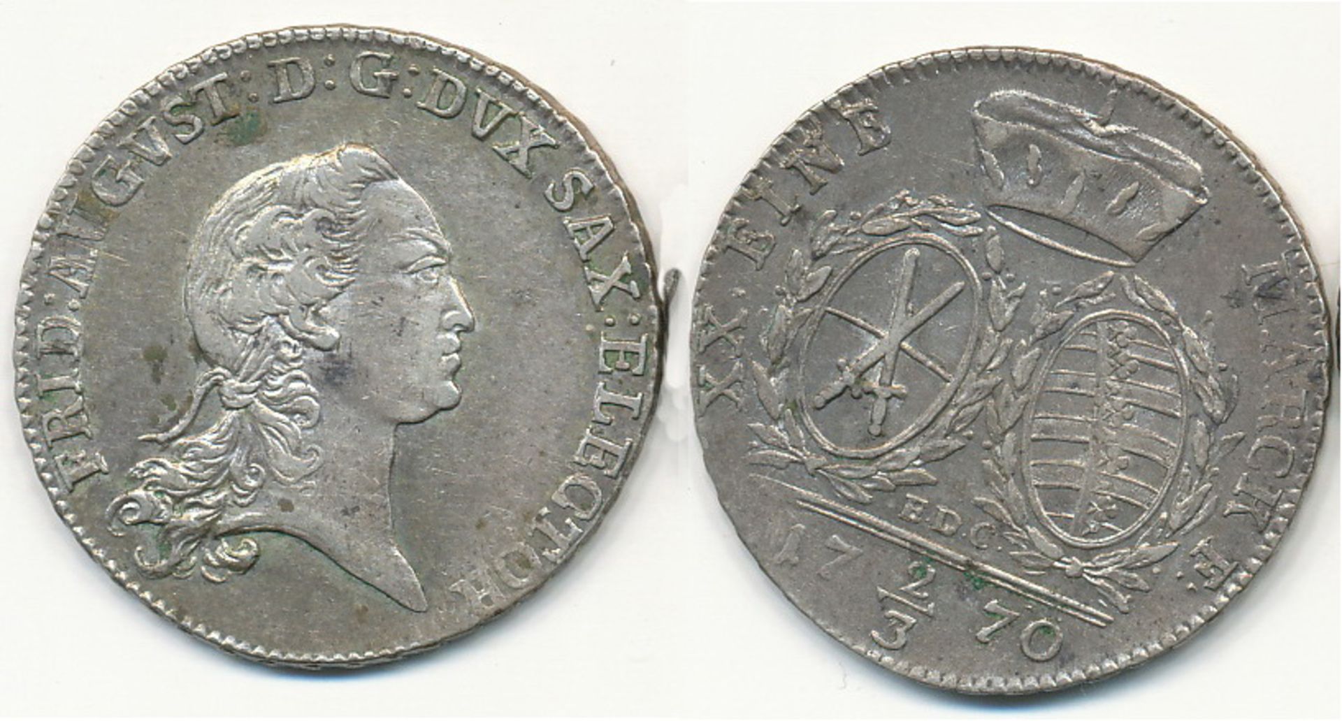 Sachsen Albertinische Linie Friedrich August III. 1763-1806. 2/3 Taler 1770 ss