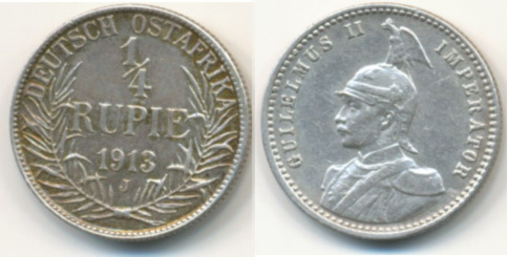 Kaiserreich Deutsch Ostafrika ¼ Rupie 1913 J- - -23.00 % buyer's premium on the hammer price19.