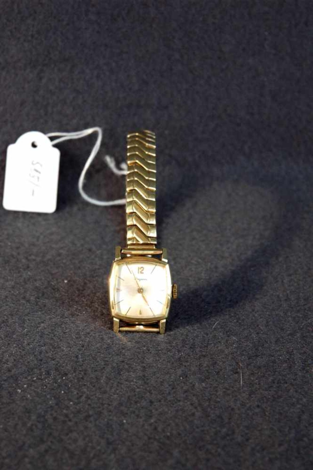 Damenarmbanduhr, Dugena, 585/- GG, quadratisch ( ca. 1,9 x1,9 cm), funktioniert, elastisches