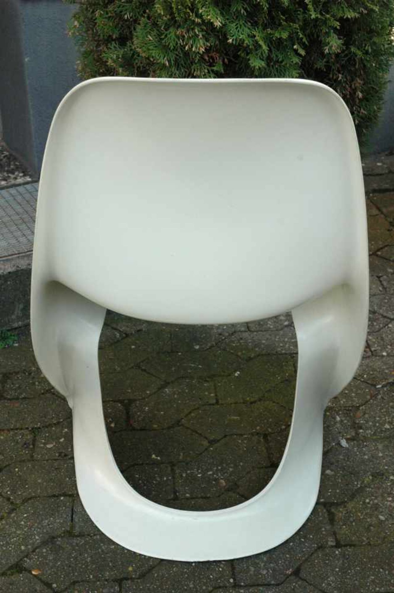 5 Casala-Stühle, 70er Jahre, weiß, ockerfarben gepolsterter Sitz, A. Begge - Image 3 of 4
