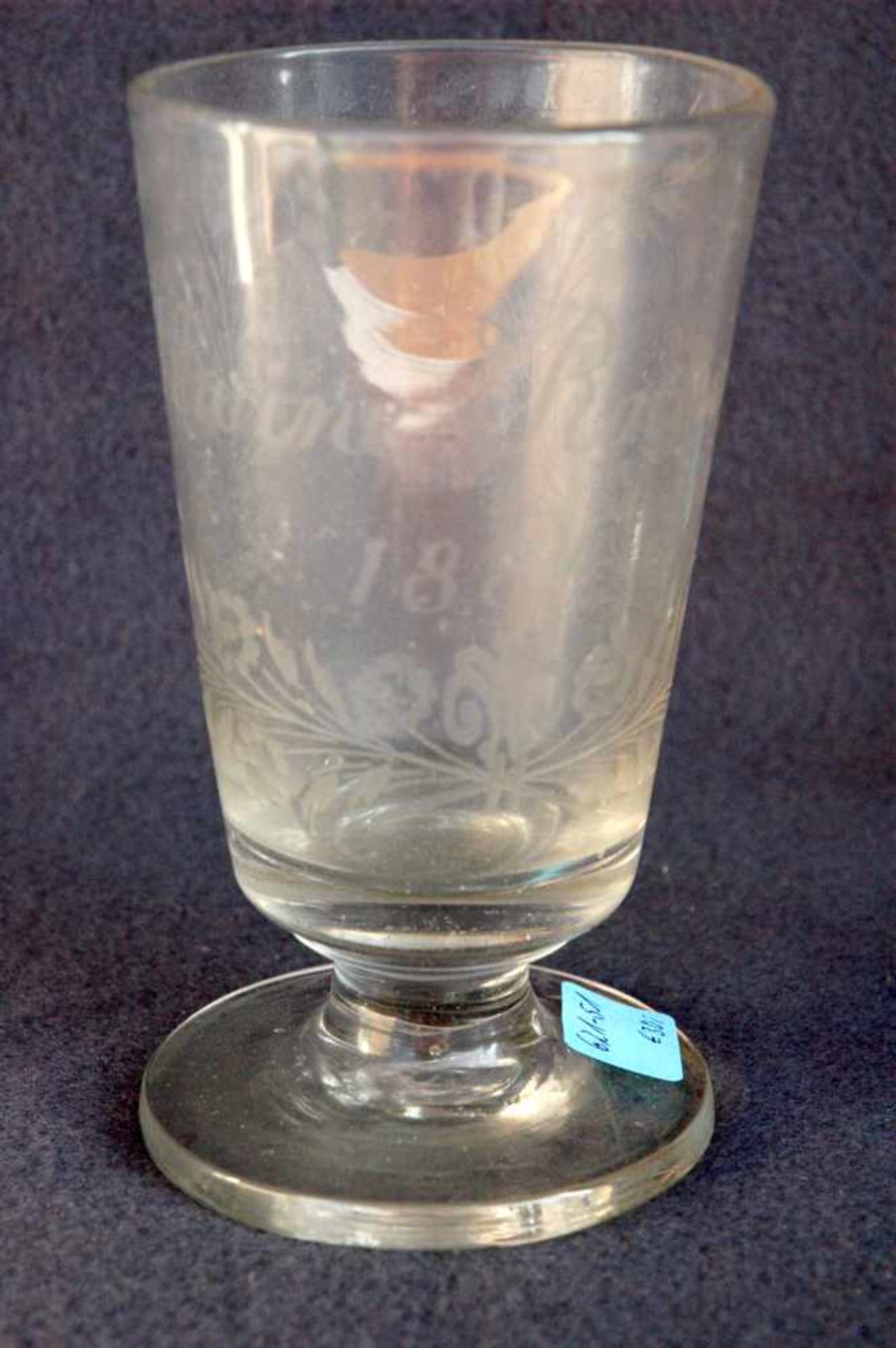 Altes Weinglas, Abriß, Alwine Rollwage 1884, h= 13 cm