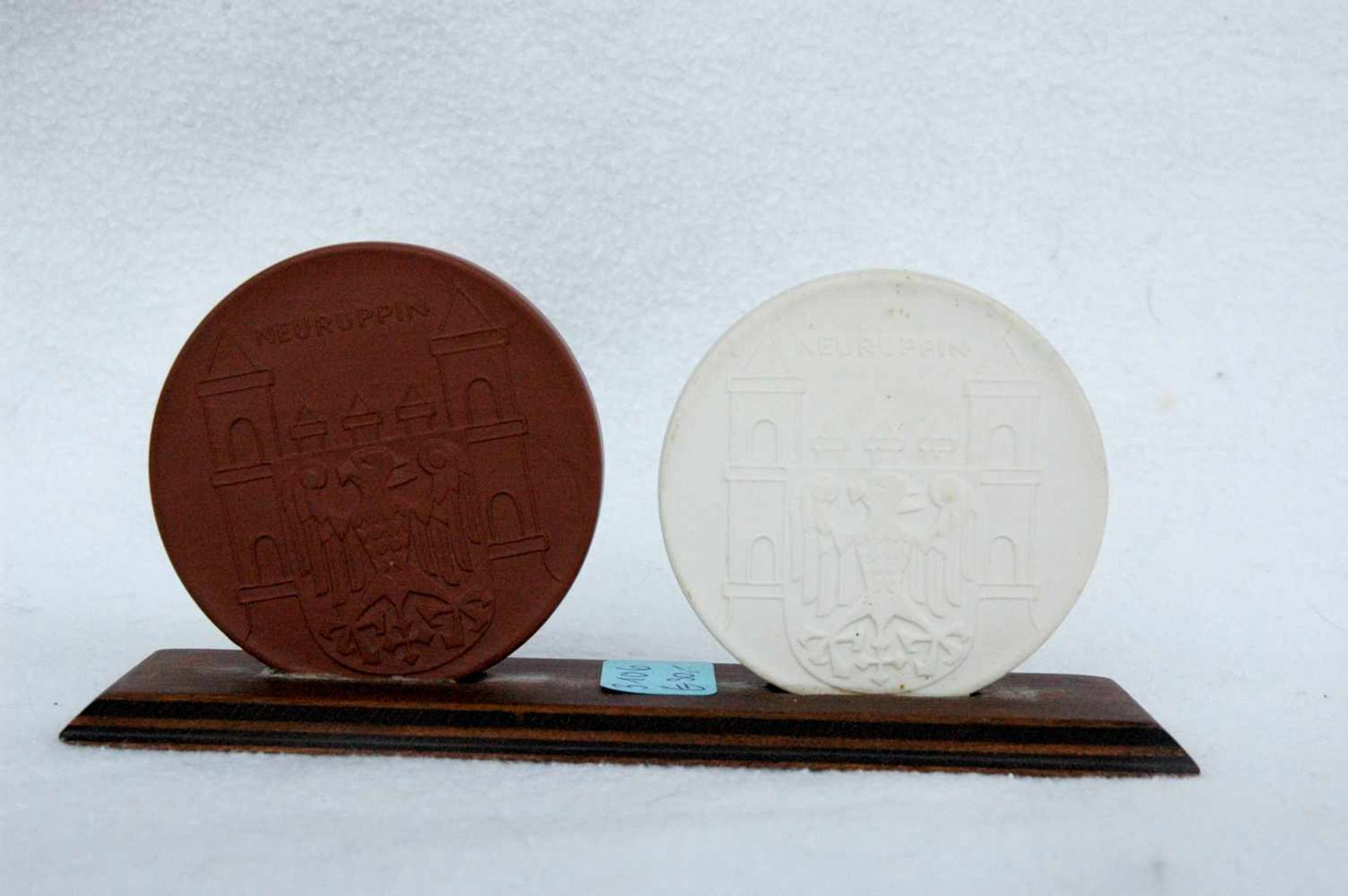 Meissen-Medaillen, Böttger-Keramik, Carl-Friedrich Schinkel und Theodor Fontane, Dm. 6 cm