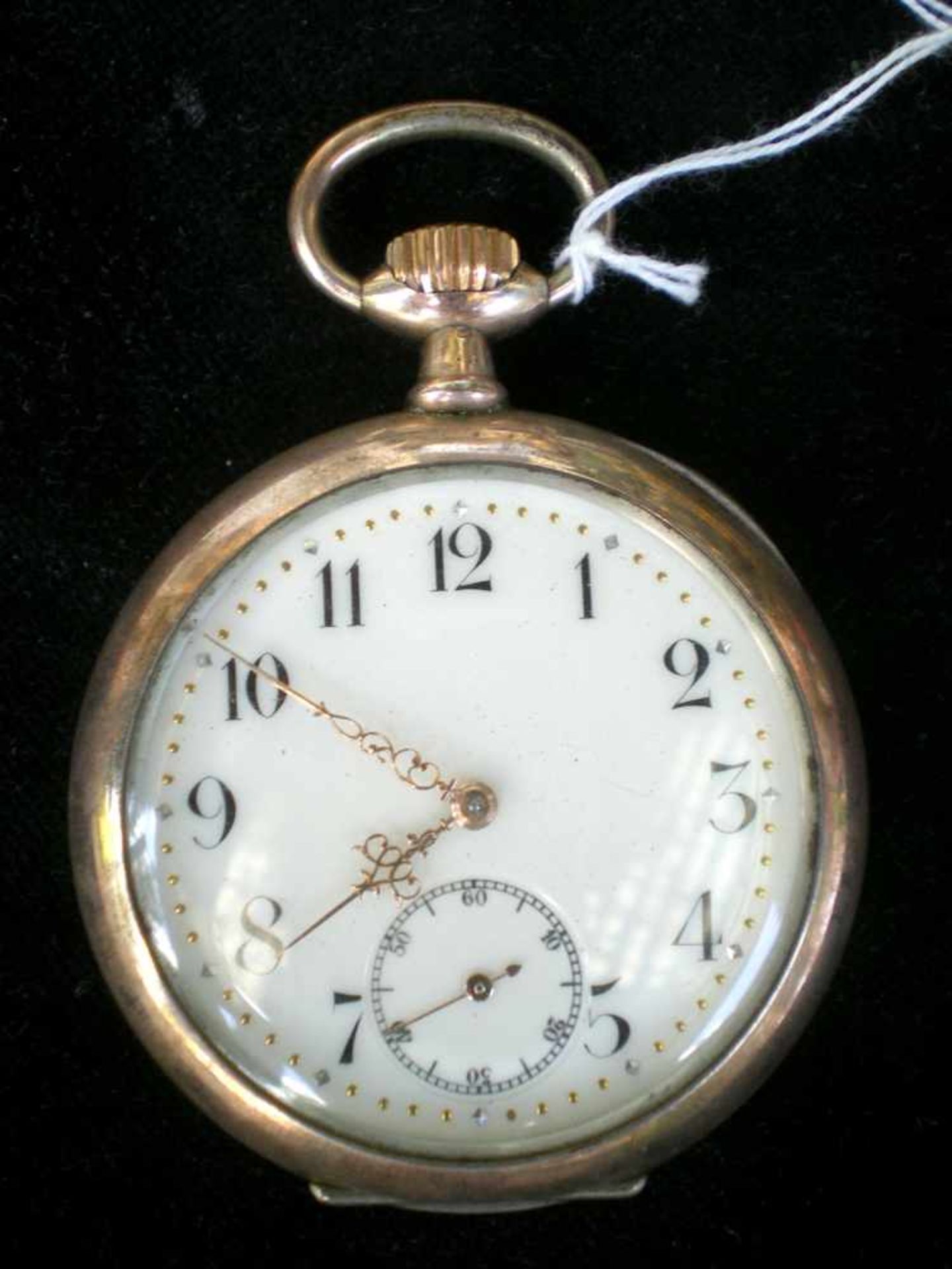 Taschenuhr, 800/- Silber vergoldet, Zenith, Grand Prix Paris 1900, 15 Rubis, arab. Ziffern, kl. - Bild 6 aus 6