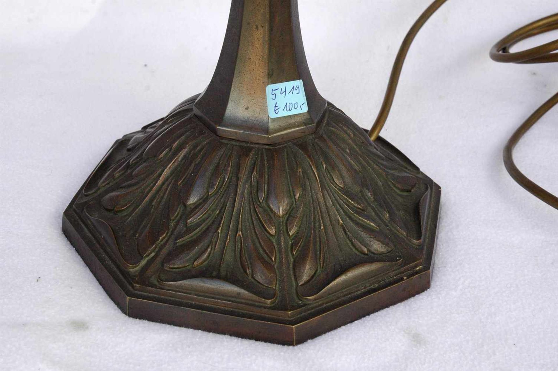 Jugendstil-Tischlampe, Bronze, h= 73 cm