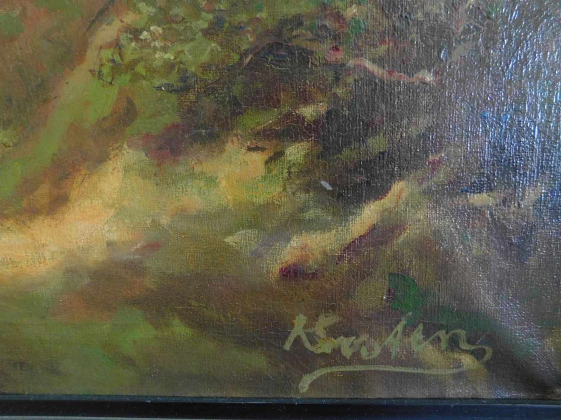 Alois Arnegger, 1879 - 1963 Wien, zugeschrieben, Herbstwald mit Hüttte, Öl auf Leinwand, unten - Bild 5 aus 6