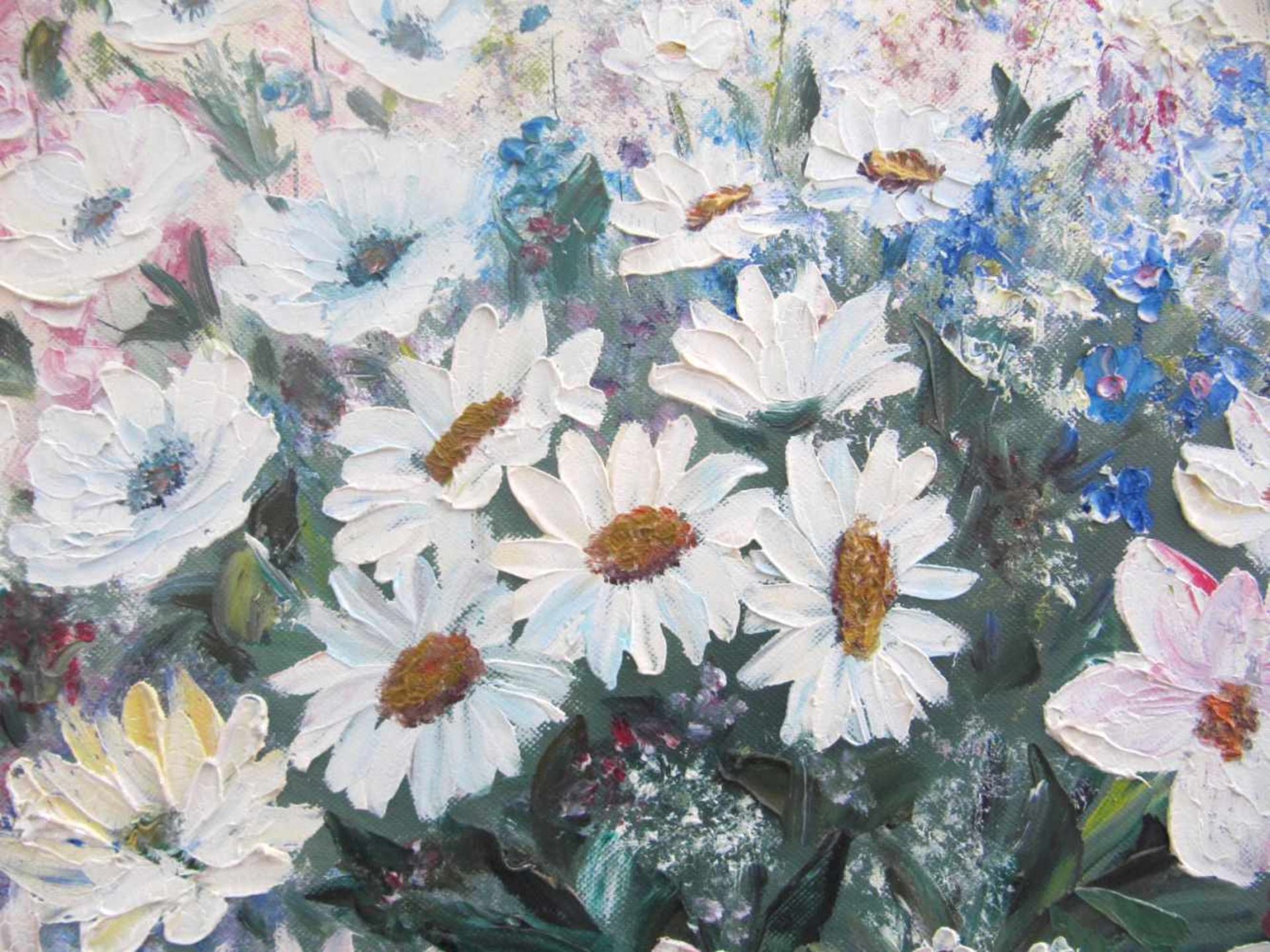 M. Poorts, Stillleben, weiße und rosa Blumen in Vase, Öl auf Leinwand2. H. 20.Jhdt., Stillleben - Bild 5 aus 7