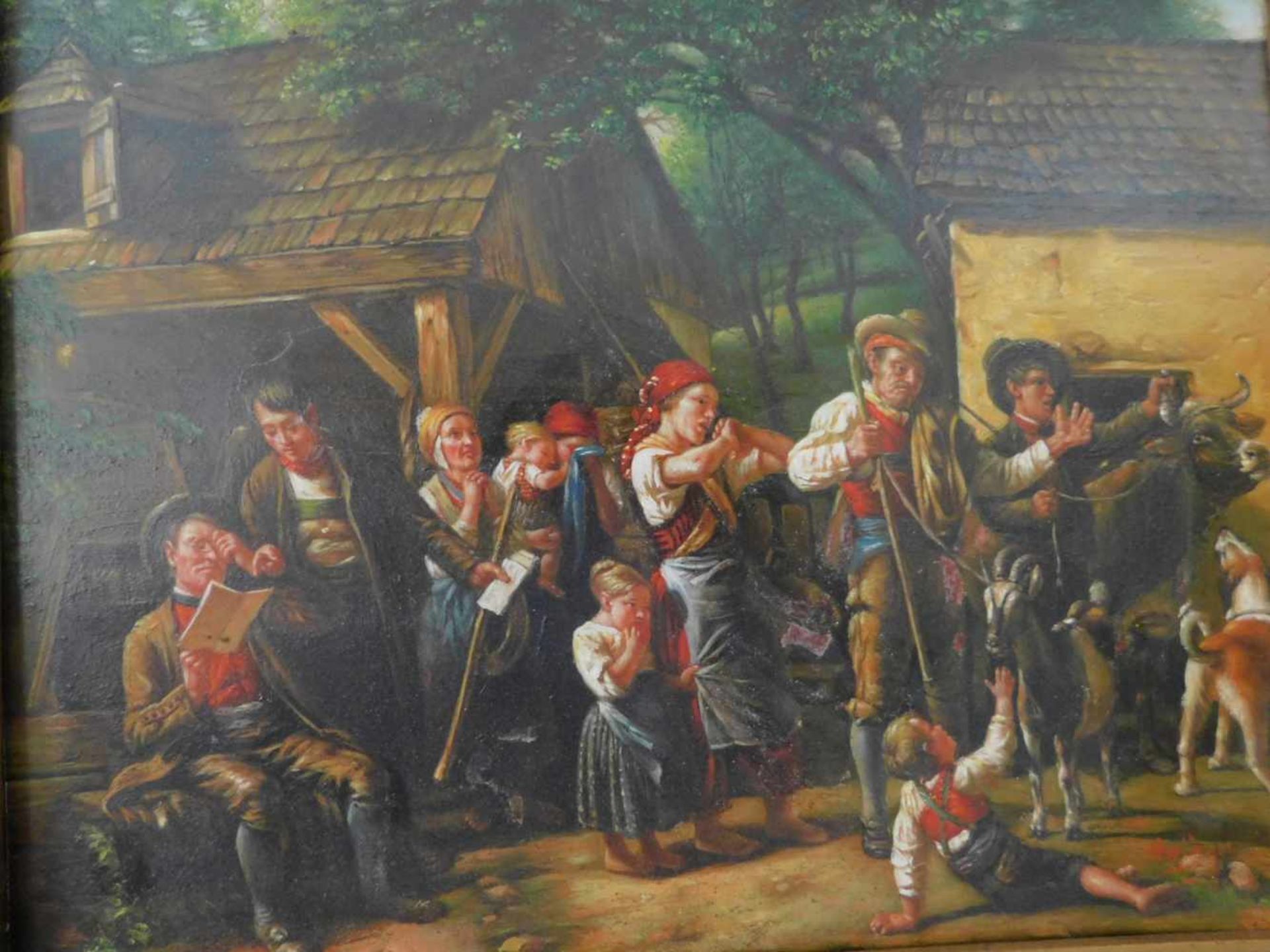 Kopie nach Ferdinand Georg Waldmüller, Die Pfändung, Öl auf Holz, undeutl. signiert unten rechts, um - Bild 2 aus 4