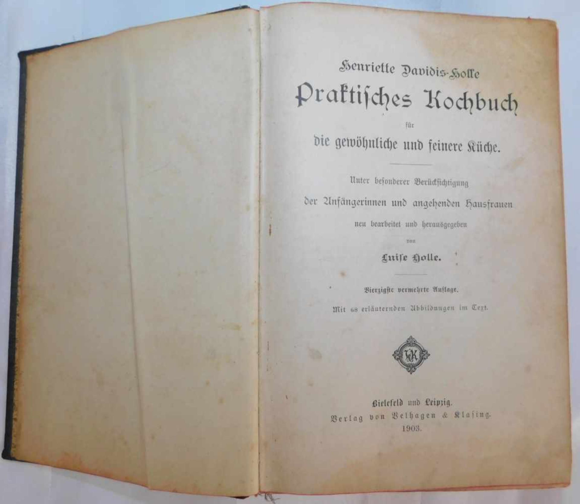 Kochbuch Henriette Davidis Ausgabe von 1903808 Seiten, Ledereinband, mit Rotschnitt,Alters- und - Bild 3 aus 4