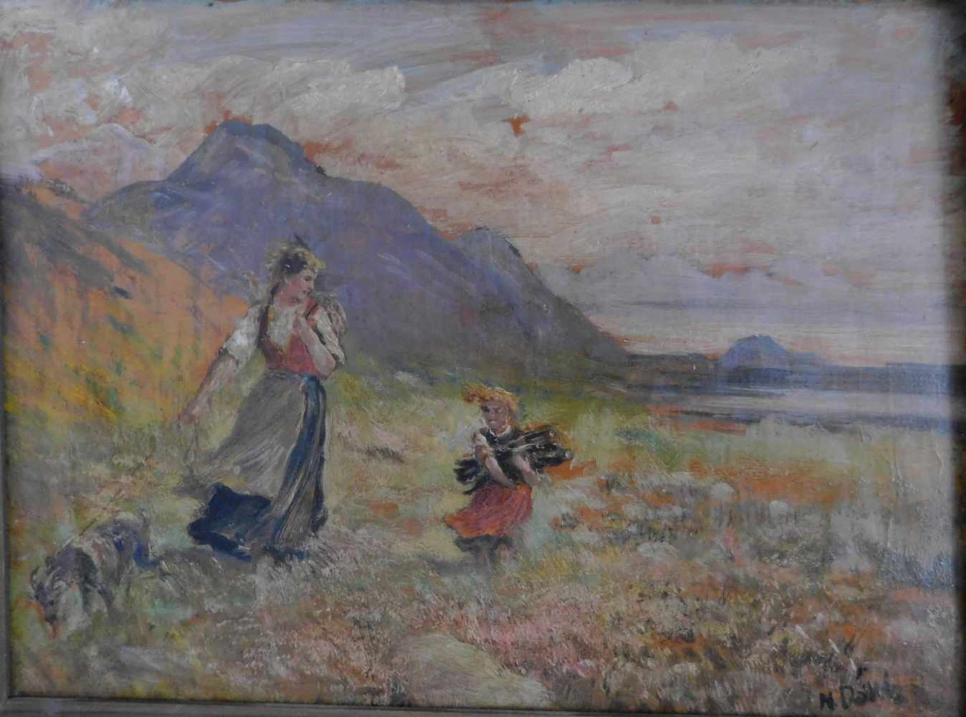 Hans Dahl, 1849 Norwegen- 1937 ebenda, Holzsammlerinnen am norwegischen Fjord, Ölstudie auf - Bild 2 aus 5