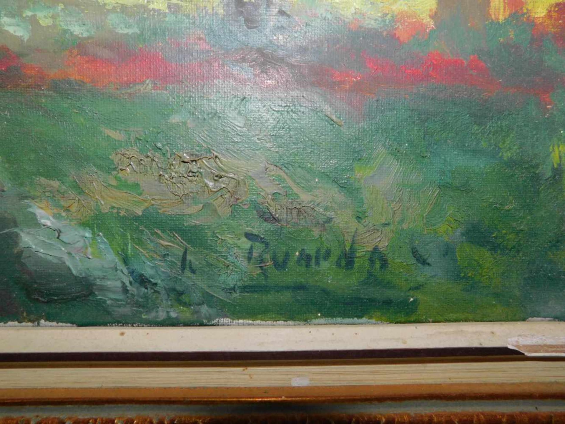 Unbek. Künstler, Blick auf Ramsau, großes Panorama, Öl auf Leinwand, signiert unten rechts, m.R.Maße - Bild 5 aus 6