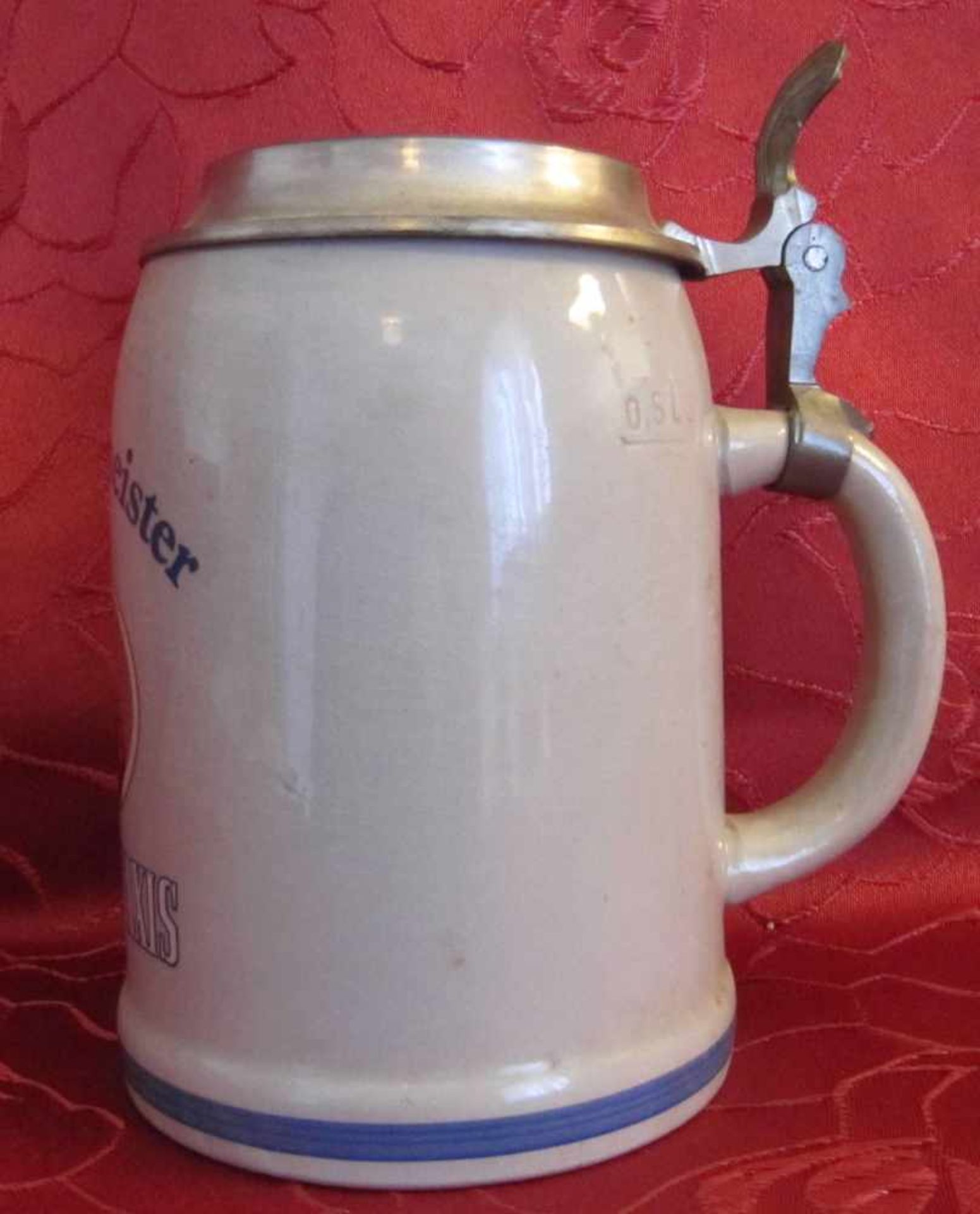 Sammlerkrug, Humpen, Prost Postmeister, Thurn und Taxis, 1974, Bierkrug mit Zinndecke, Höhe 14,5 cm, - Bild 3 aus 4