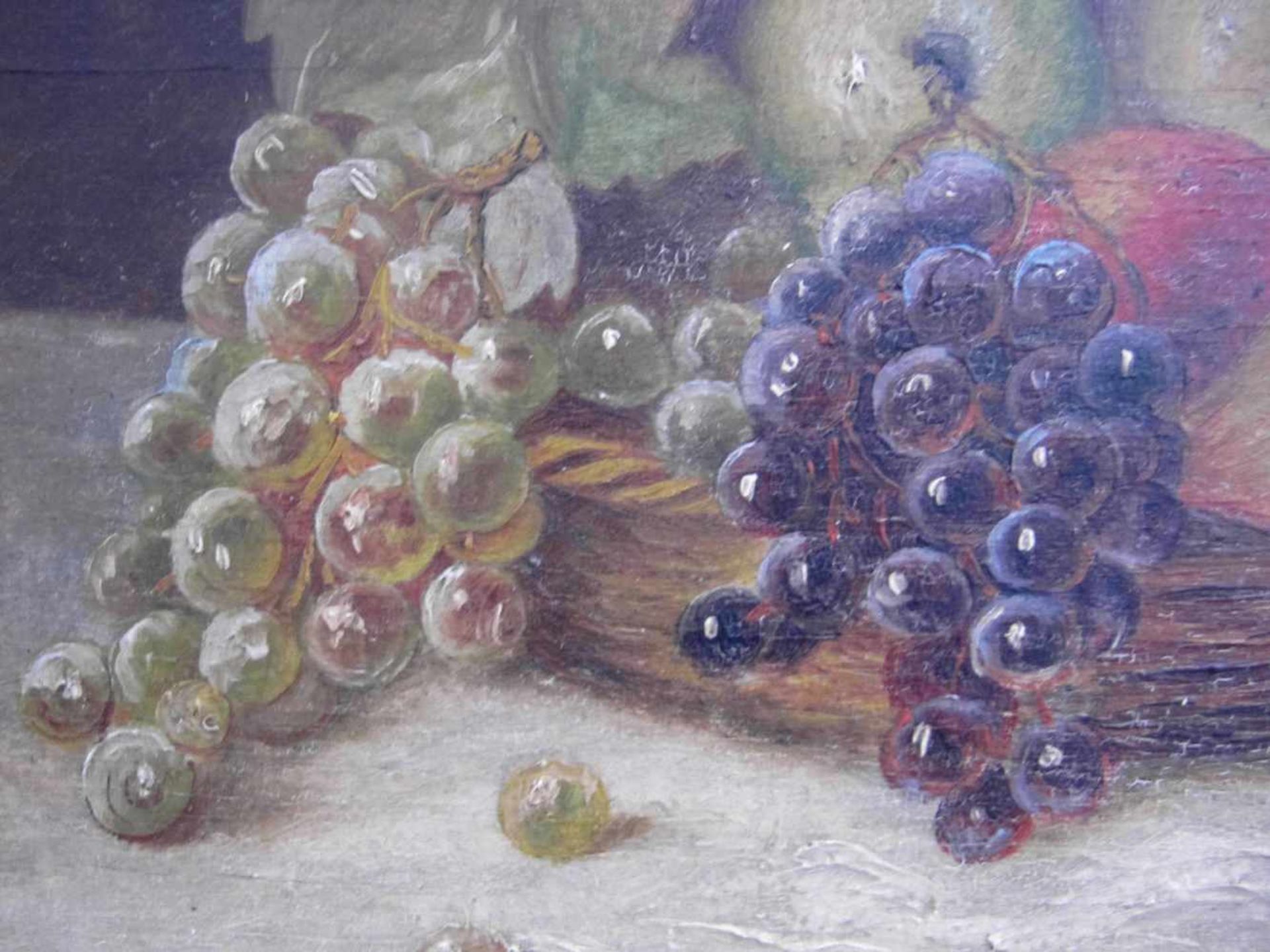W. Lahme,1. H. 20.Jhdt., Früchte-Stillleben, Öl auf Holz, signiert unten rechts, m.R.Maße o.R. - Bild 4 aus 5
