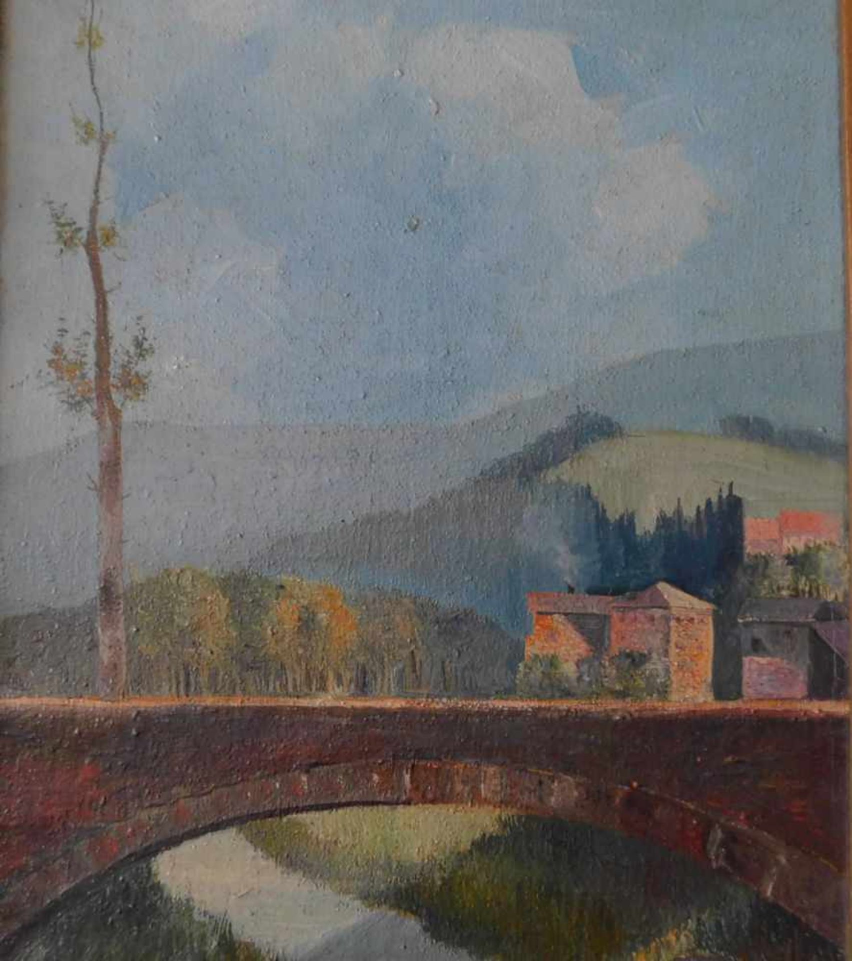 Erich Mayer, 1876- 1960., zugeschr., Brücke in südl. Landschaft, unten links signiert, m.R.Maße o.R. - Bild 2 aus 4