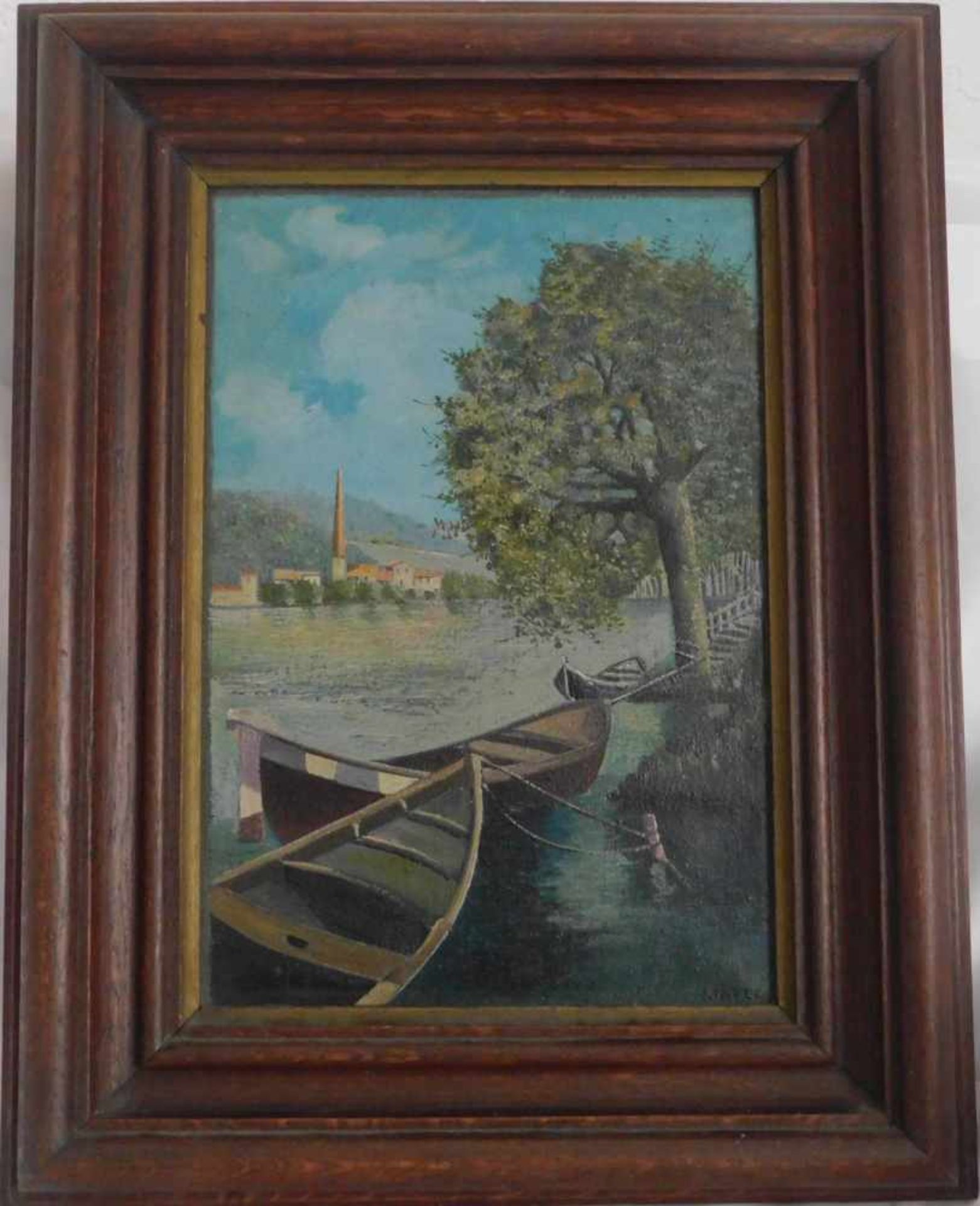 Erich Mayer, 1876- 1960., zugeschr., Boote am Ufer, unten rechts signiert, m.R.Maße o.R. Höhe ca. 41